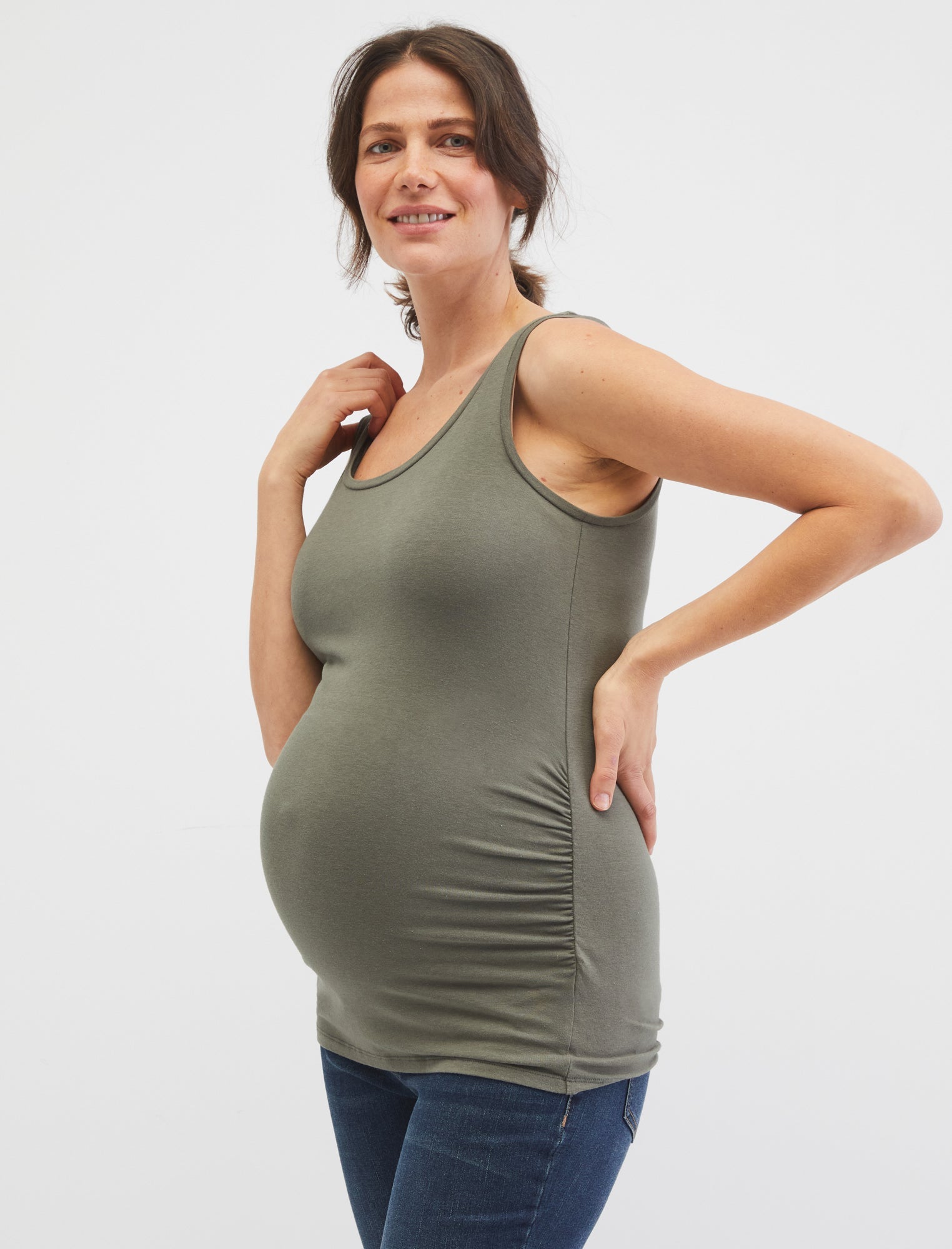 Side Ruched Maternity Tank Top