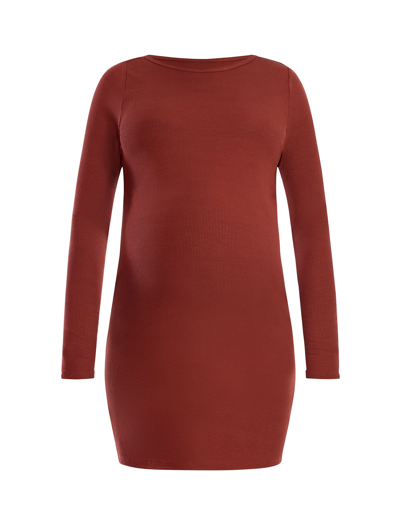 Long Sleeve Rib Knit Mini Dress