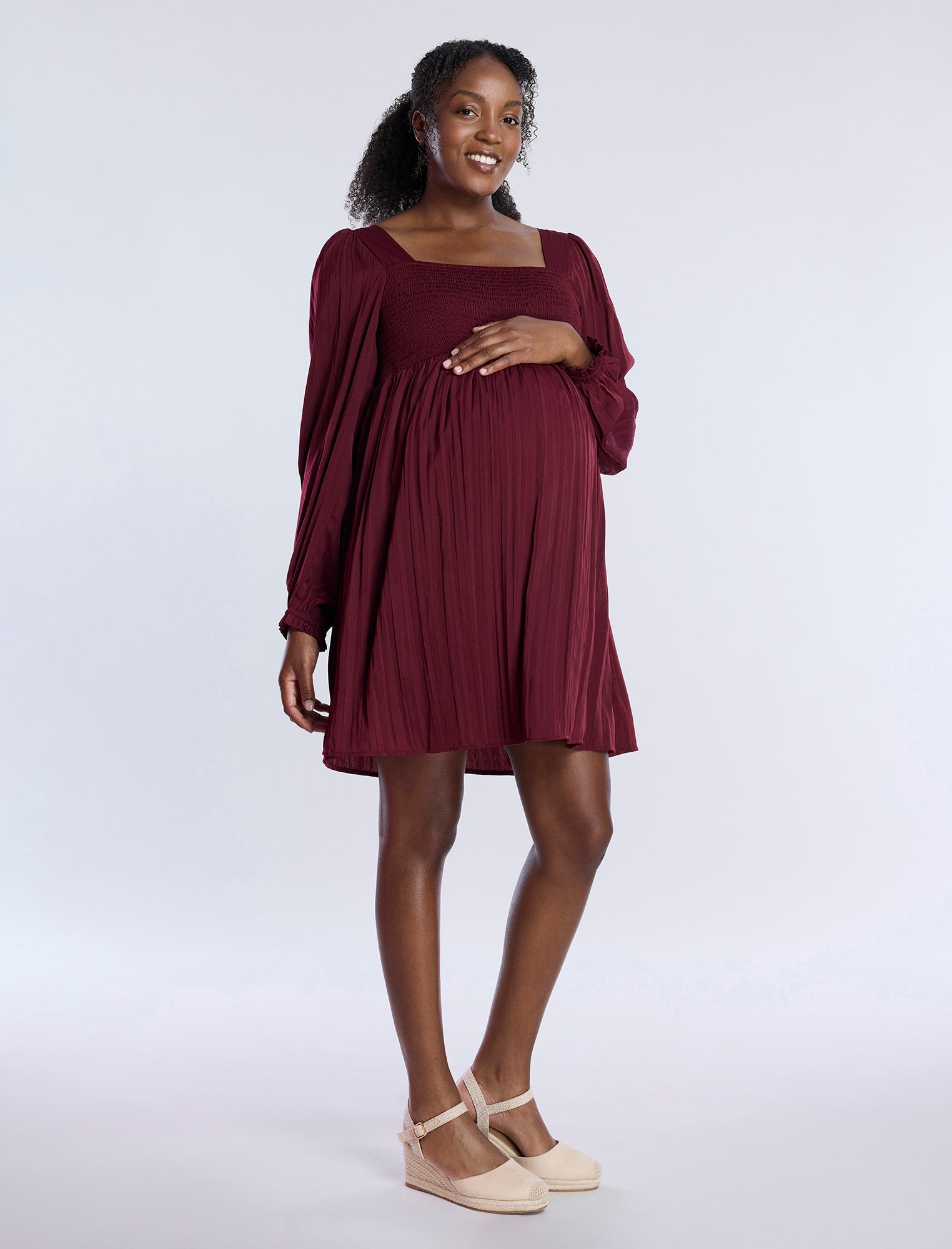 Maternity Dresses Smock Maxi Dress With Sleeves Long Sleeve Smocked Babydoll Dress Maternity Dresses Smock Maxi Dress With Sleeves Long Sleeve Smocked Babydoll Dress