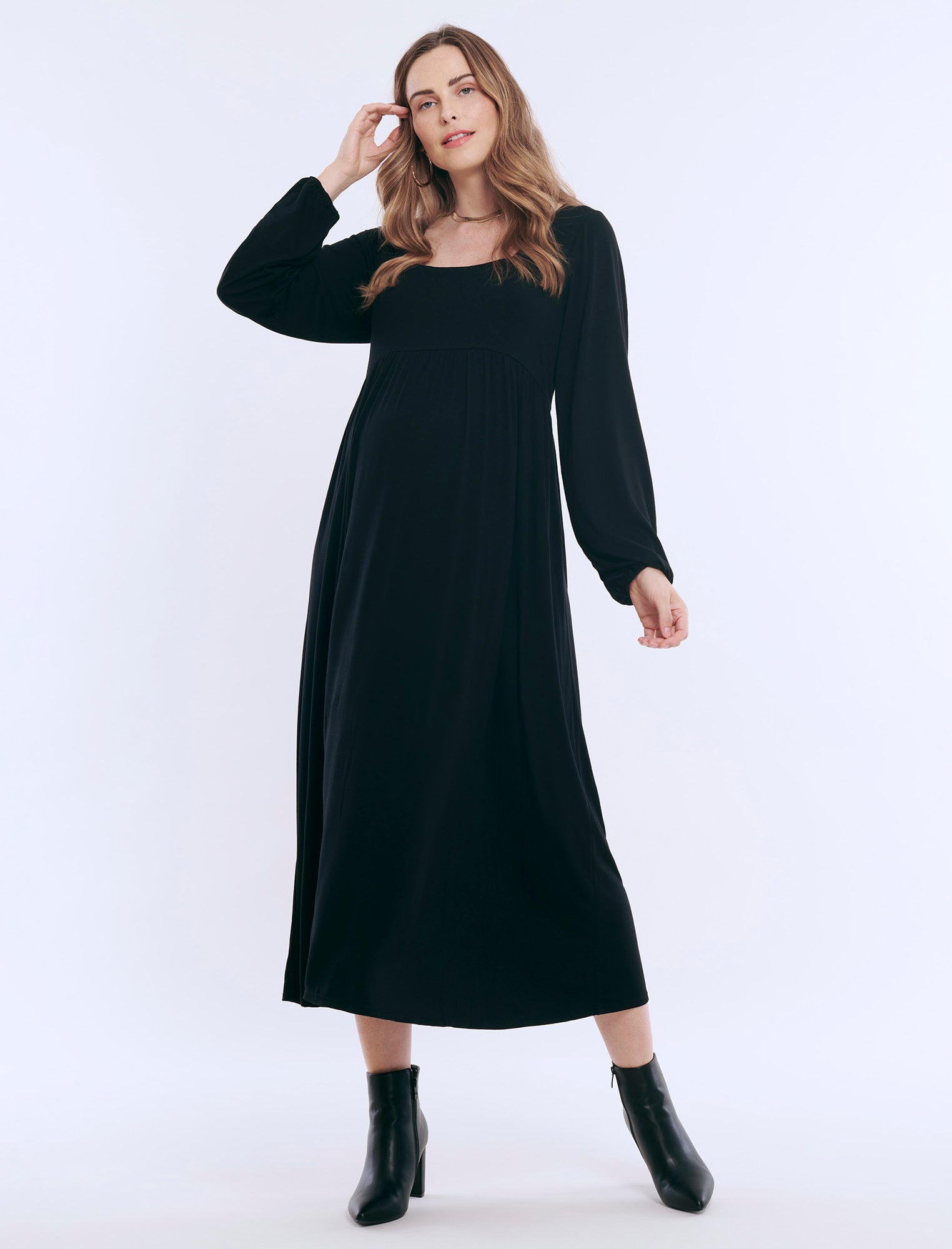 Long sleeve empire waist maxi dress best sale