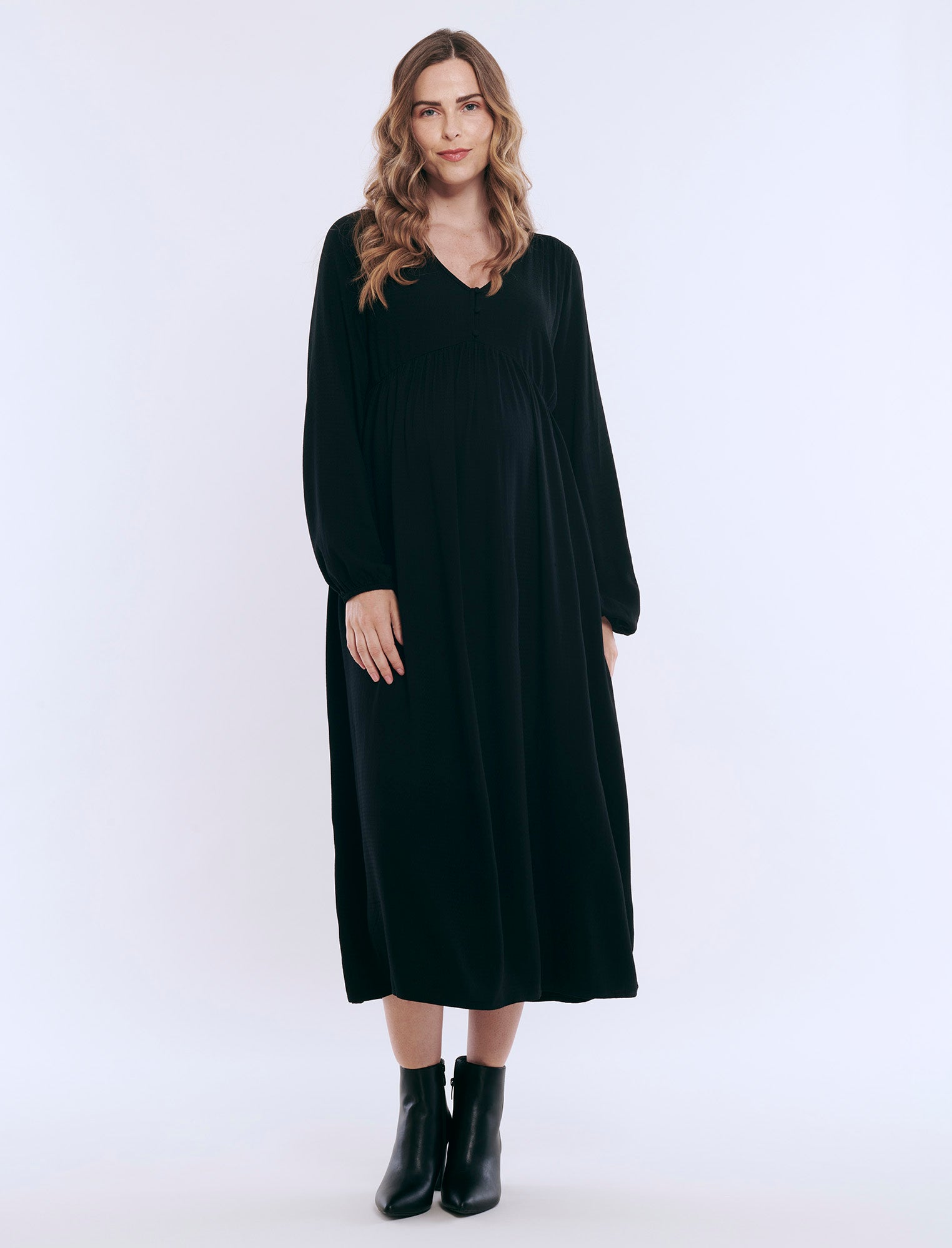 Long Sleeve Button Front Midi Dress Long Sleeve Button Front Midi Dress