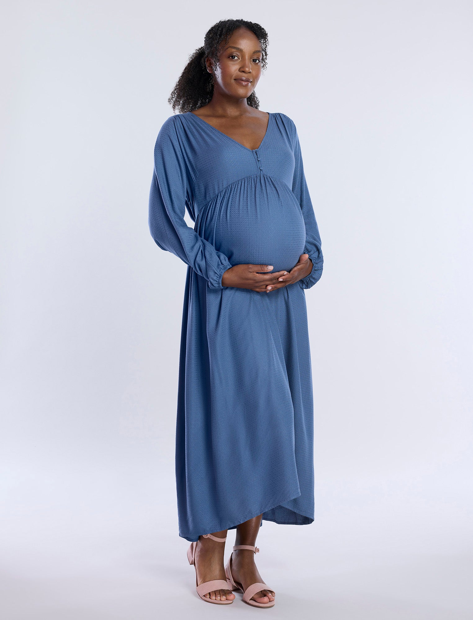 Long Sleeve Button Front Midi Dress Long Sleeve Button Front Midi Dress