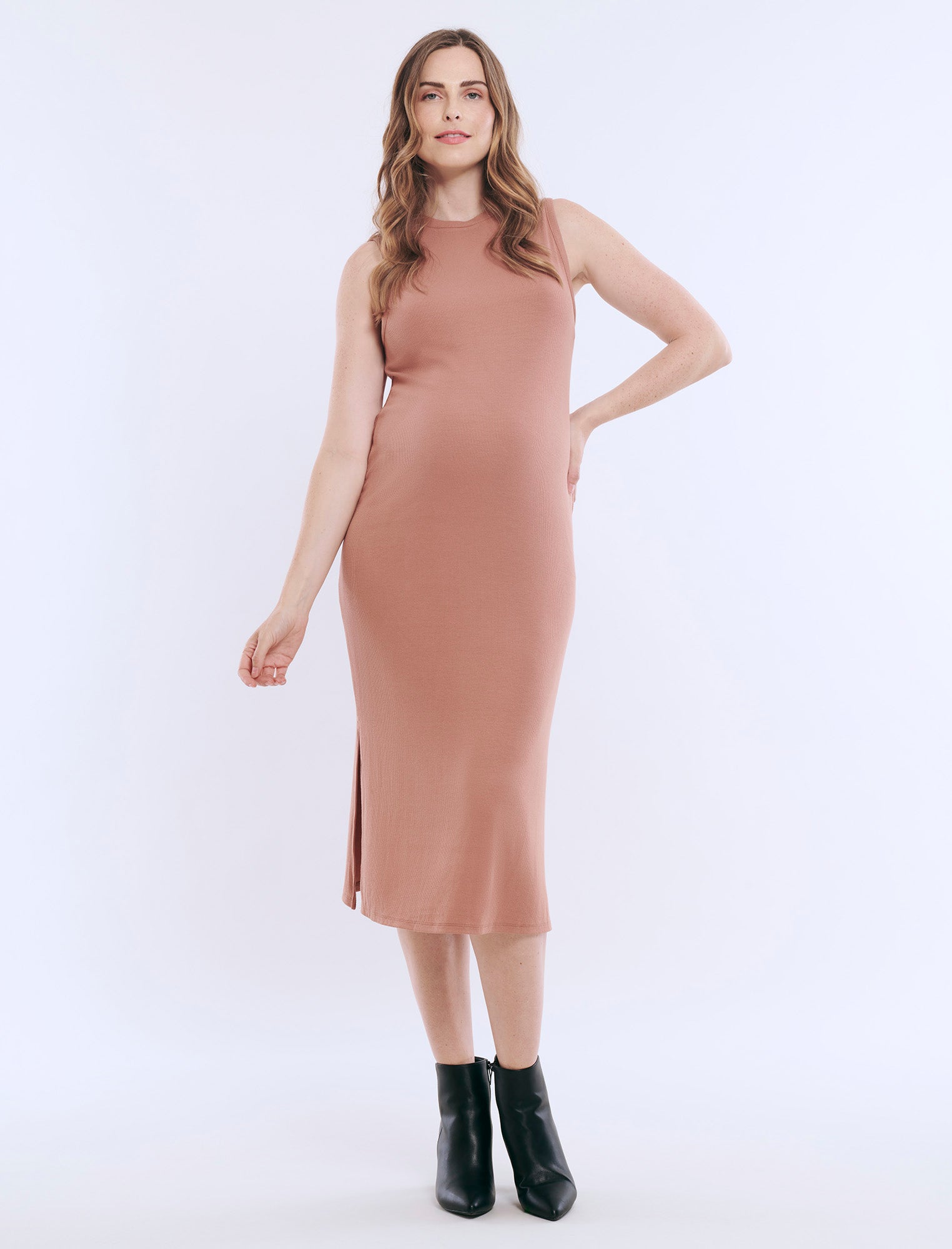 Sleeveless Rib Knit Midi Dress Sleeveless Rib Knit Midi Dress