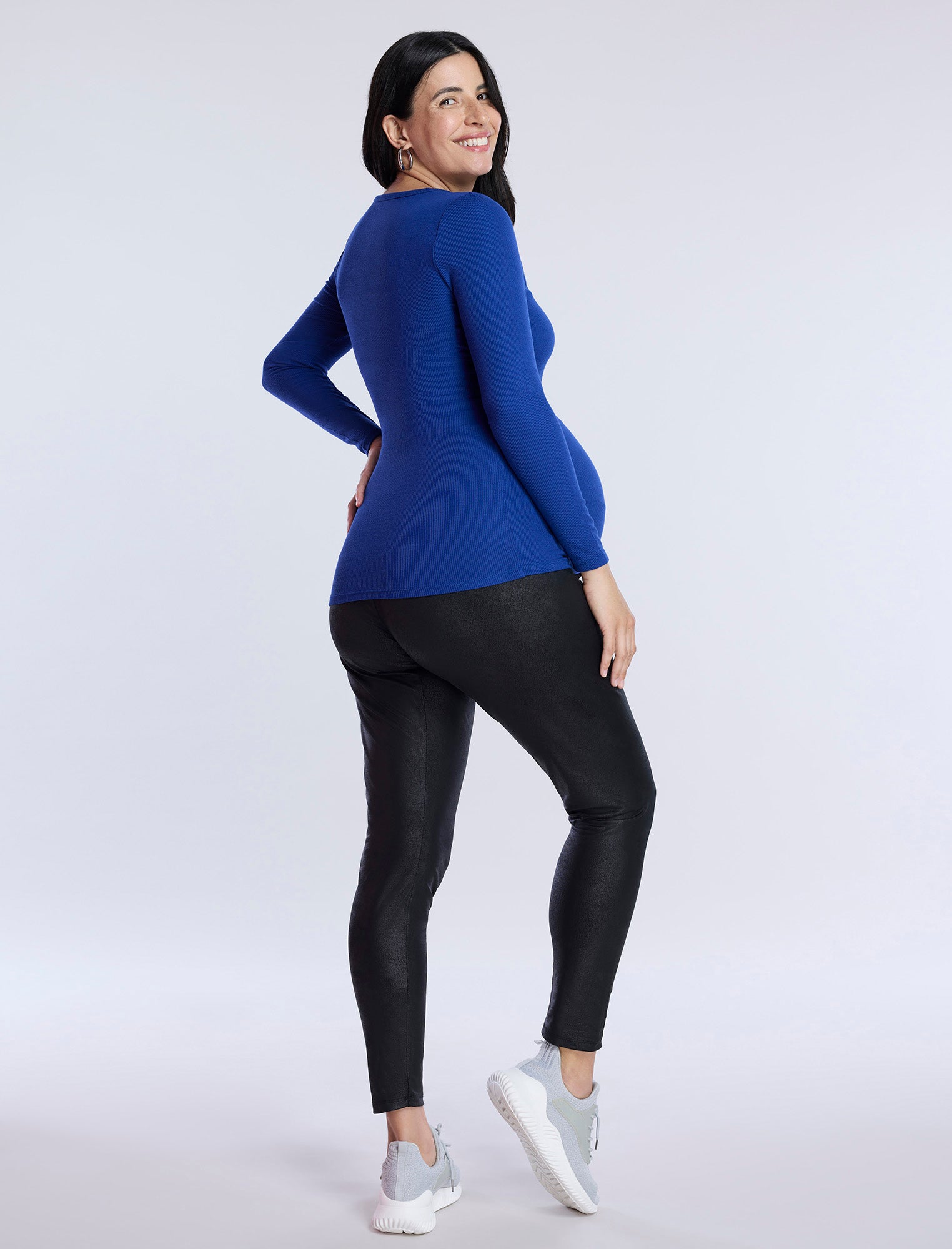 Long Sleeve Rib Knit Square Neck Tee