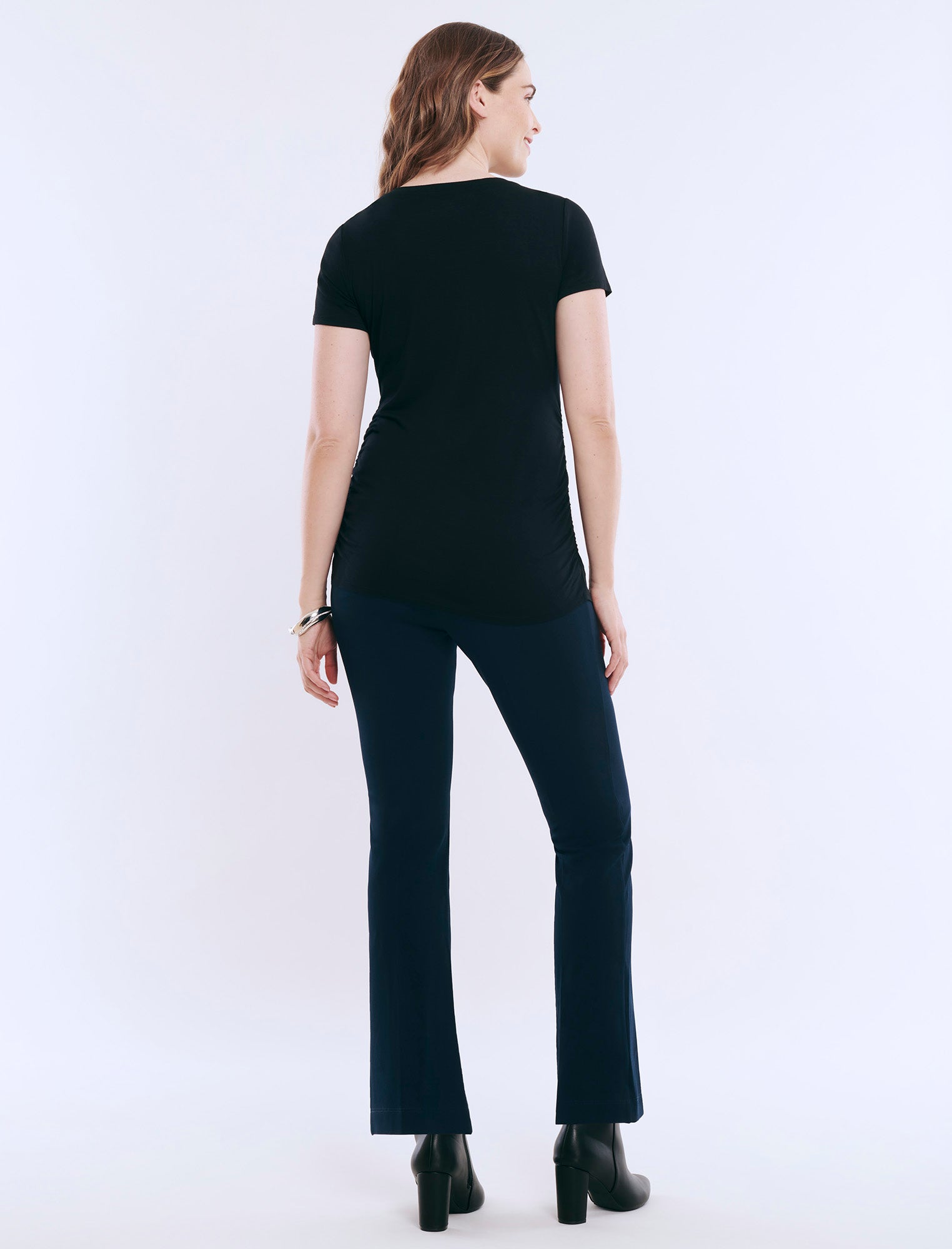 Side Ruched Short Sleeve V-Neck Maternity Tee