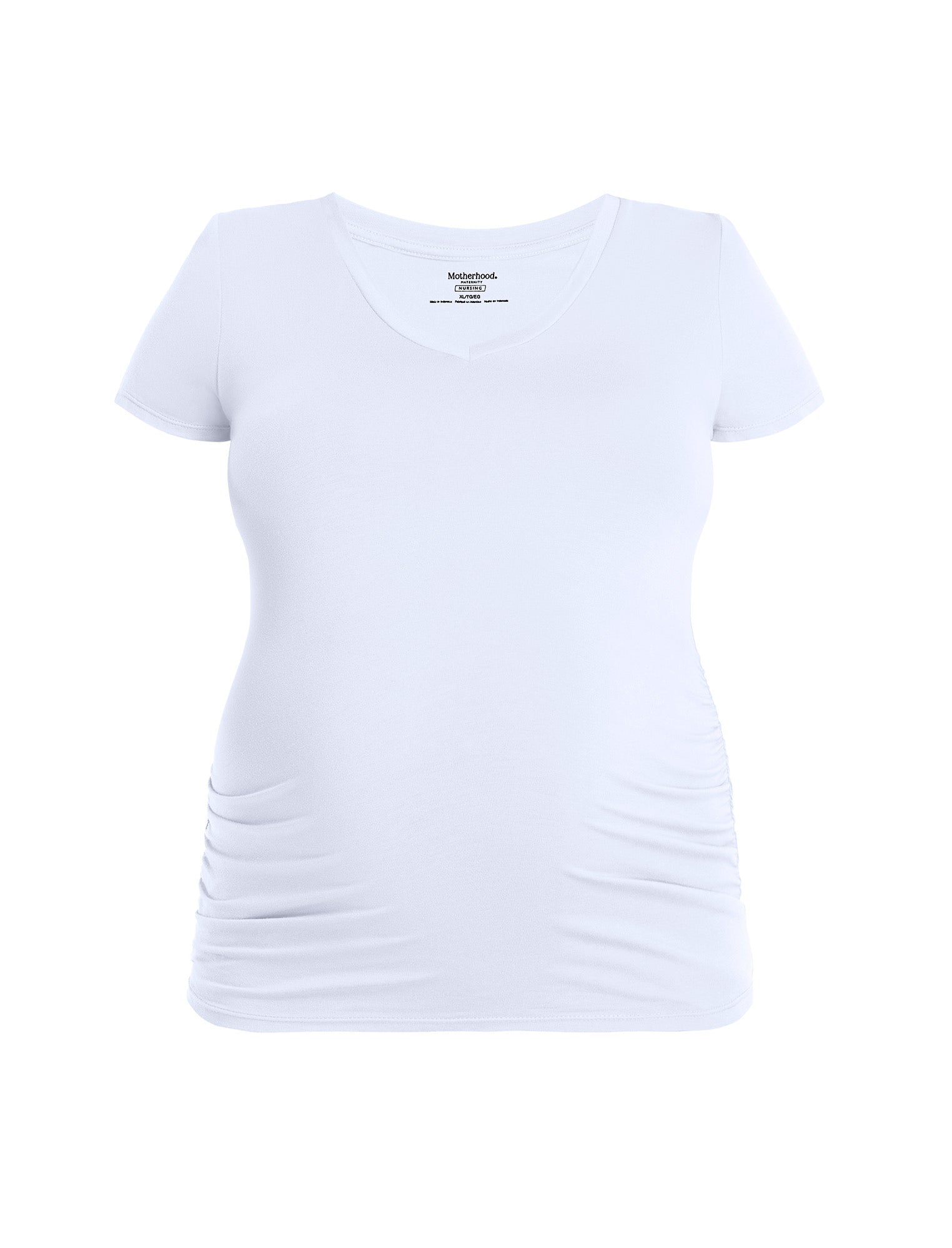 Side Ruched Short Sleeve V-Neck Maternity Tee