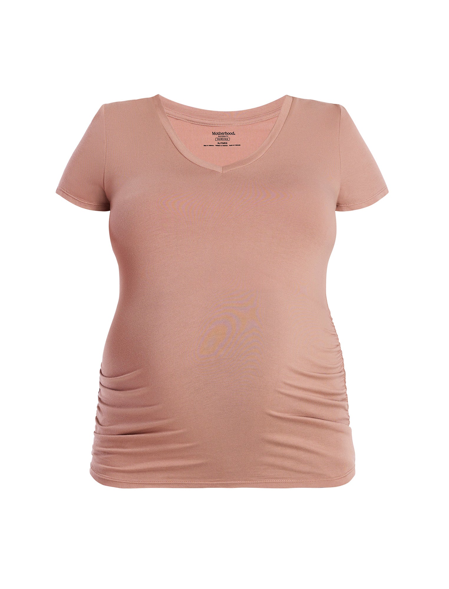 Side Ruched Short Sleeve V-Neck Maternity Tee