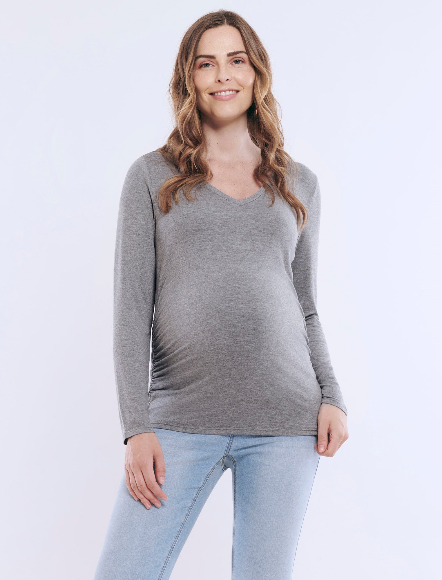 White Oversized V-Neck Cuffed Short Sleeve Maternity Tee