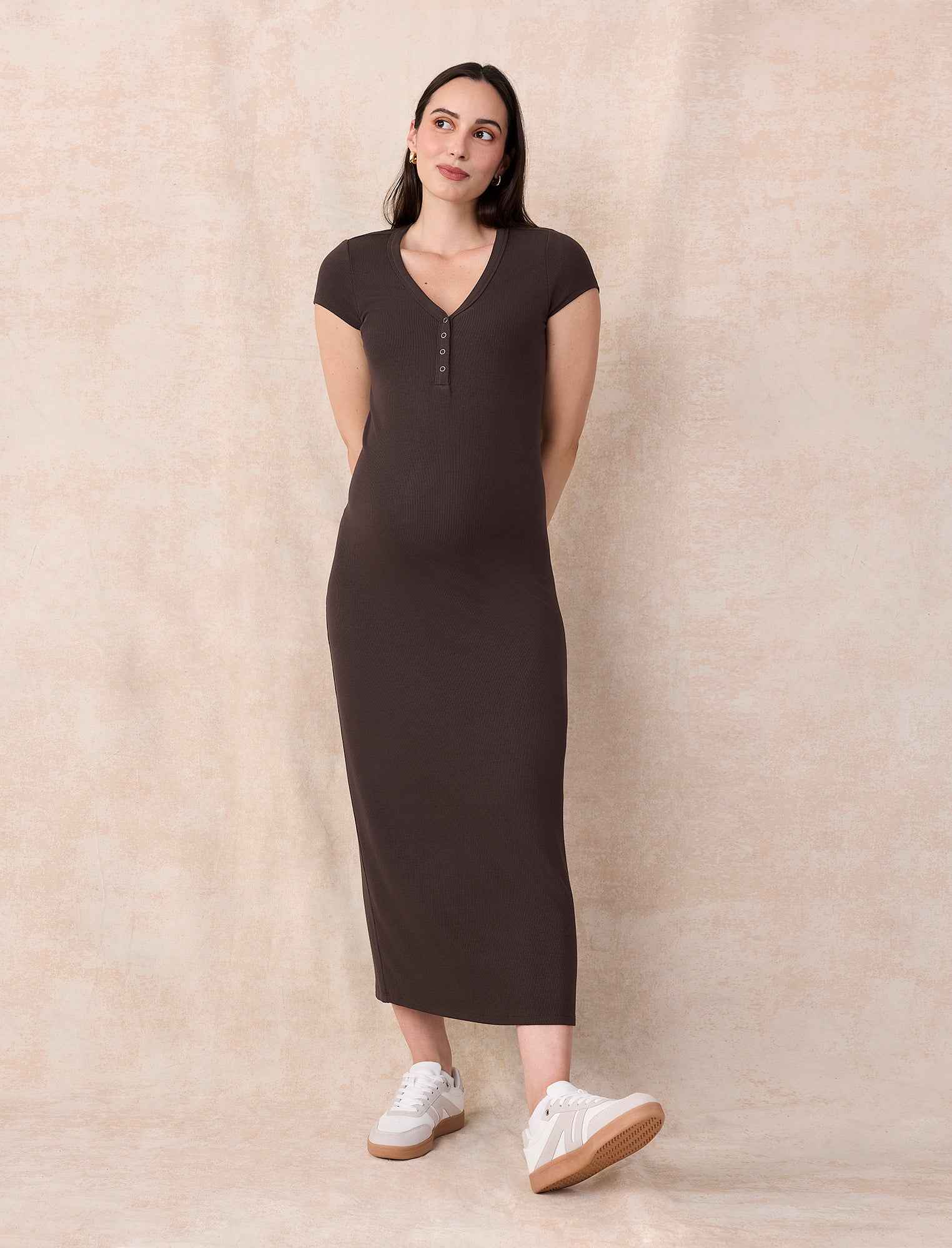 Maternity Henley Bodycon Maxi Dress
