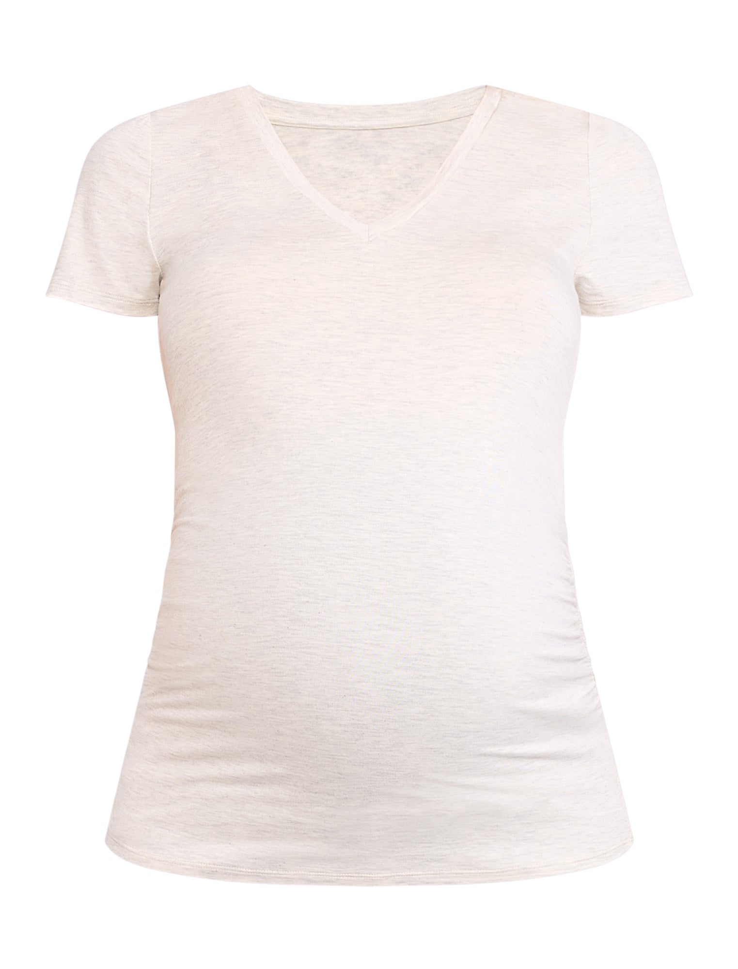 Beige maternity t-shirt on a white background