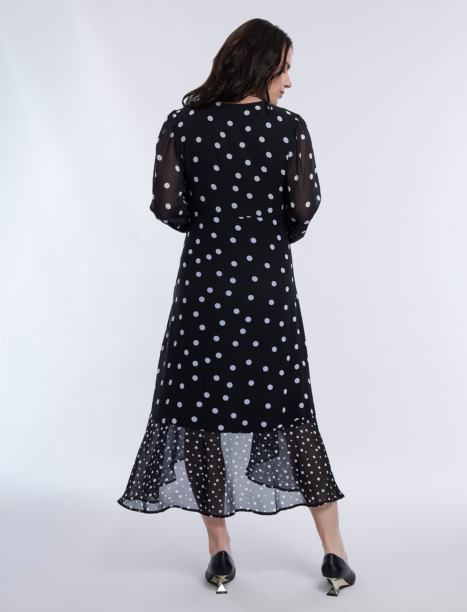 Wrap Flounce Midi Dress