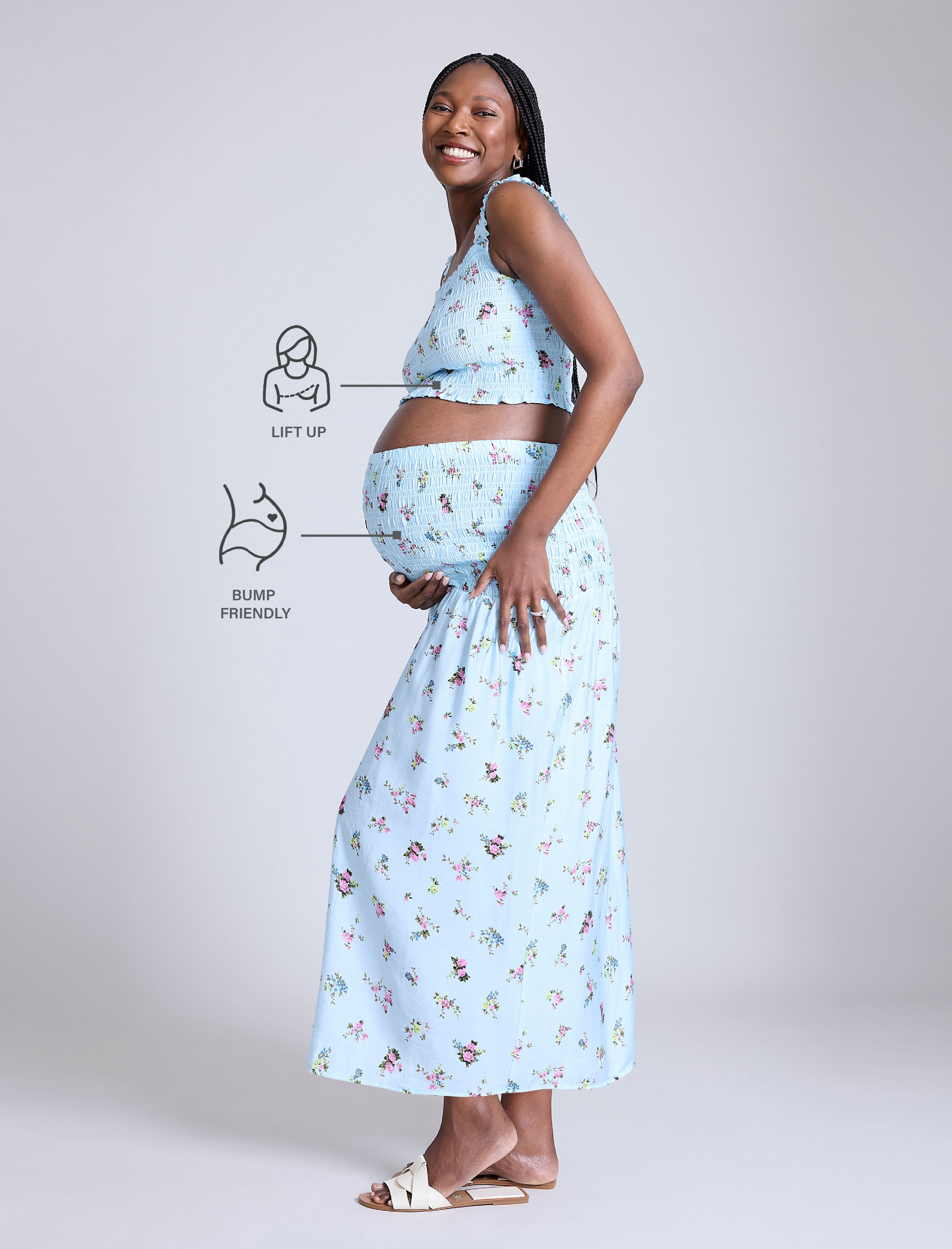 Smocked Crop Top Maxi Skirt Set