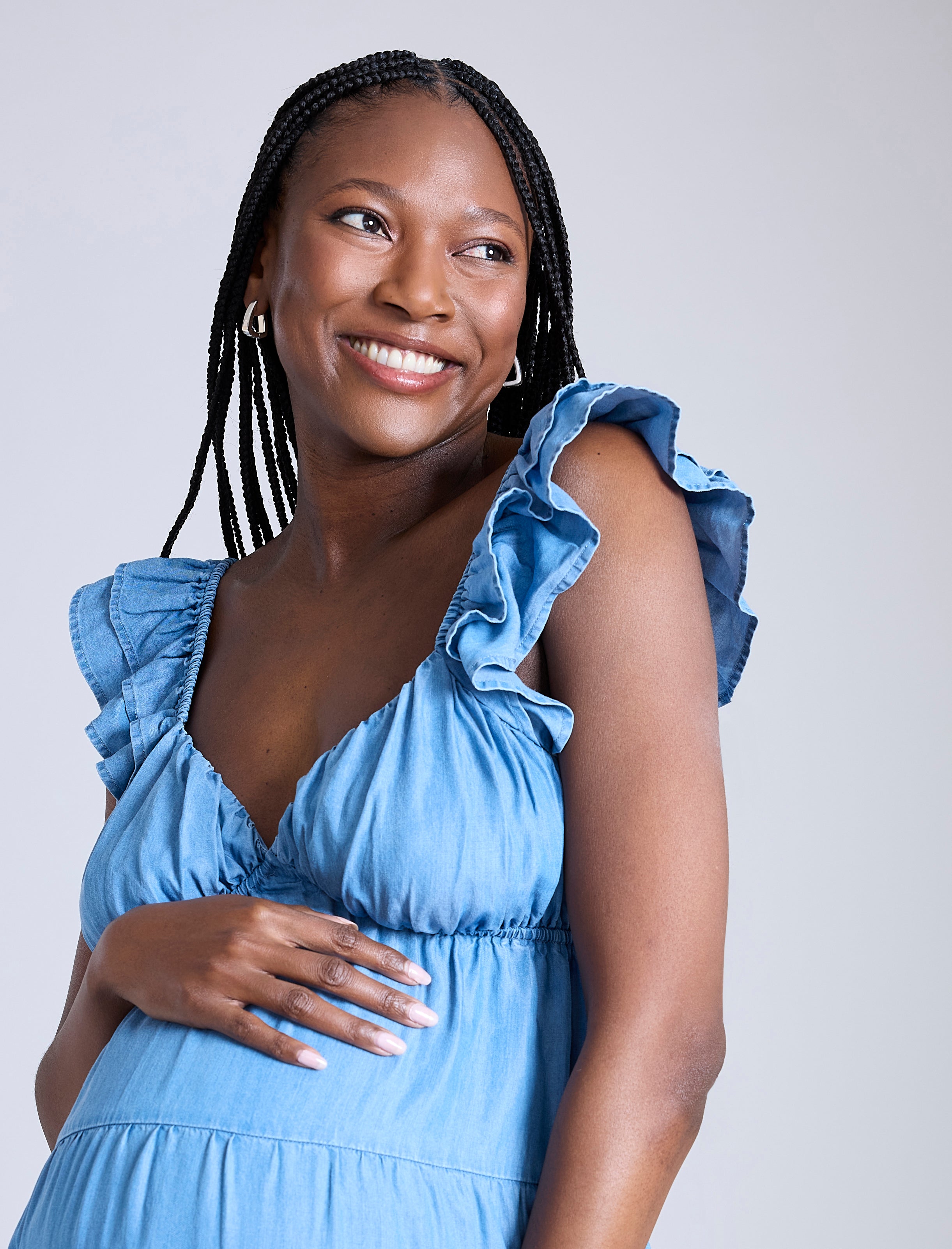 Empire Ruffle Sleeve Maxi Dress