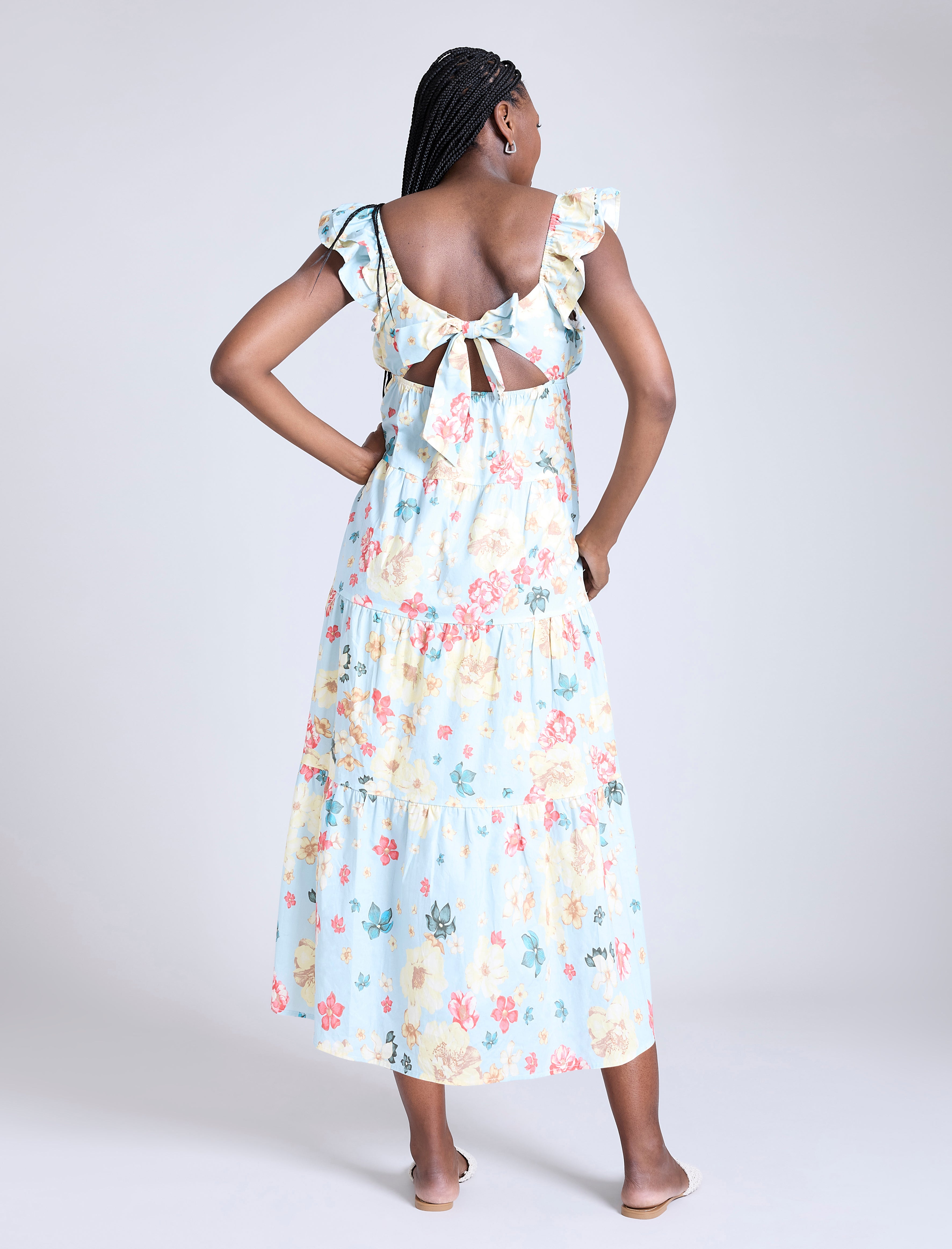 Empire Ruffle Sleeve Maxi Dress