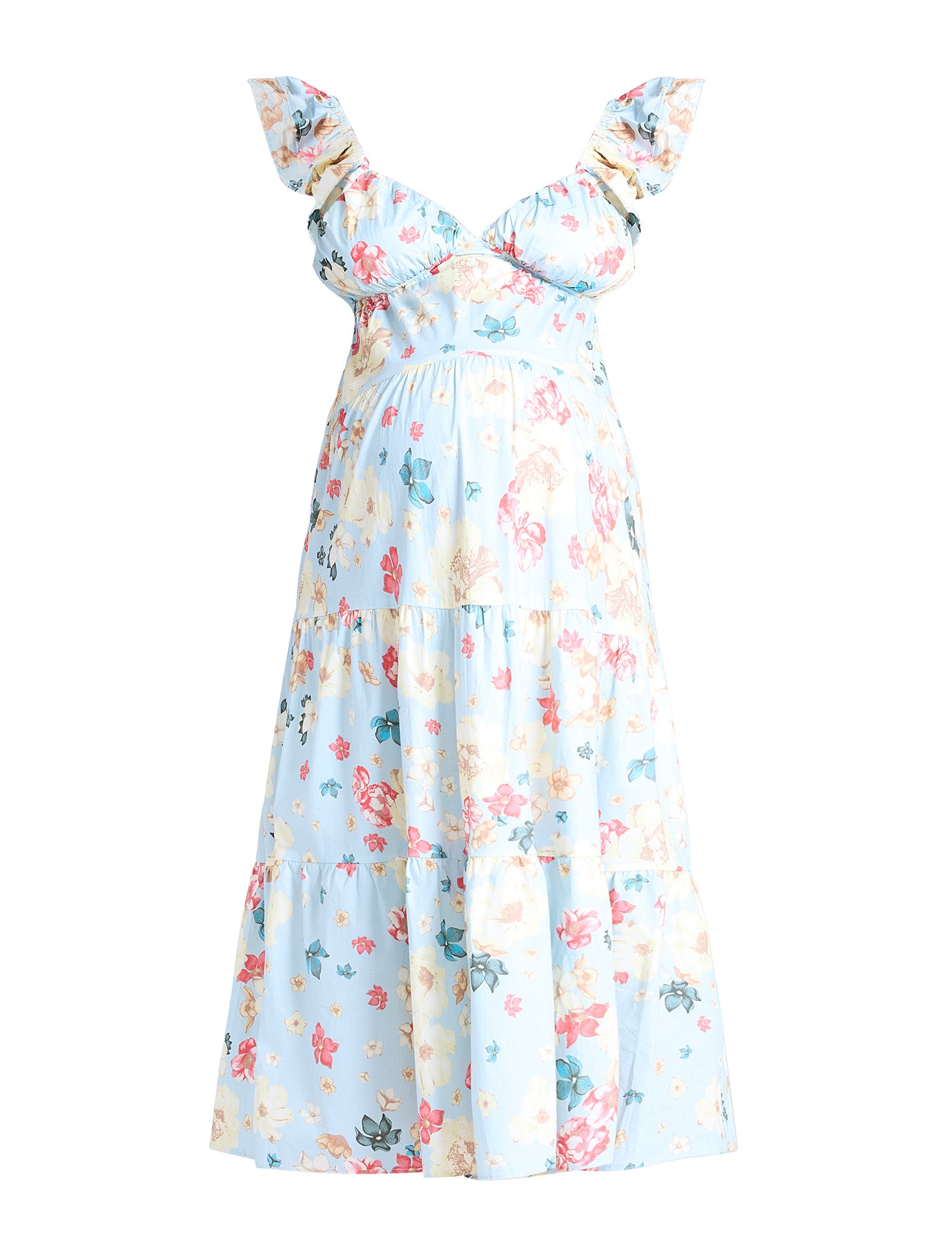 Empire Ruffle Sleeve Maxi Dress