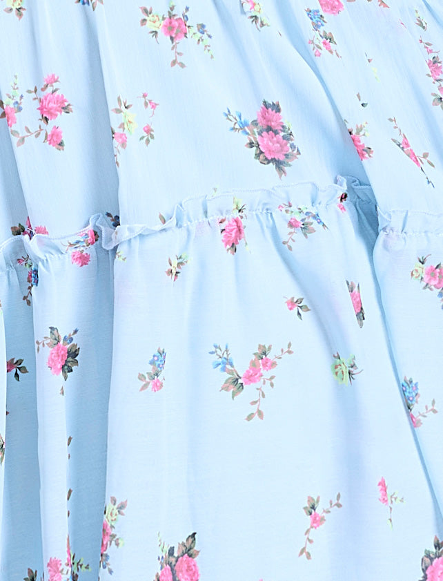 Long Sleeve Tie Tiered Dress