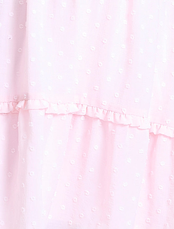 Long Sleeve Tie Tiered Dress