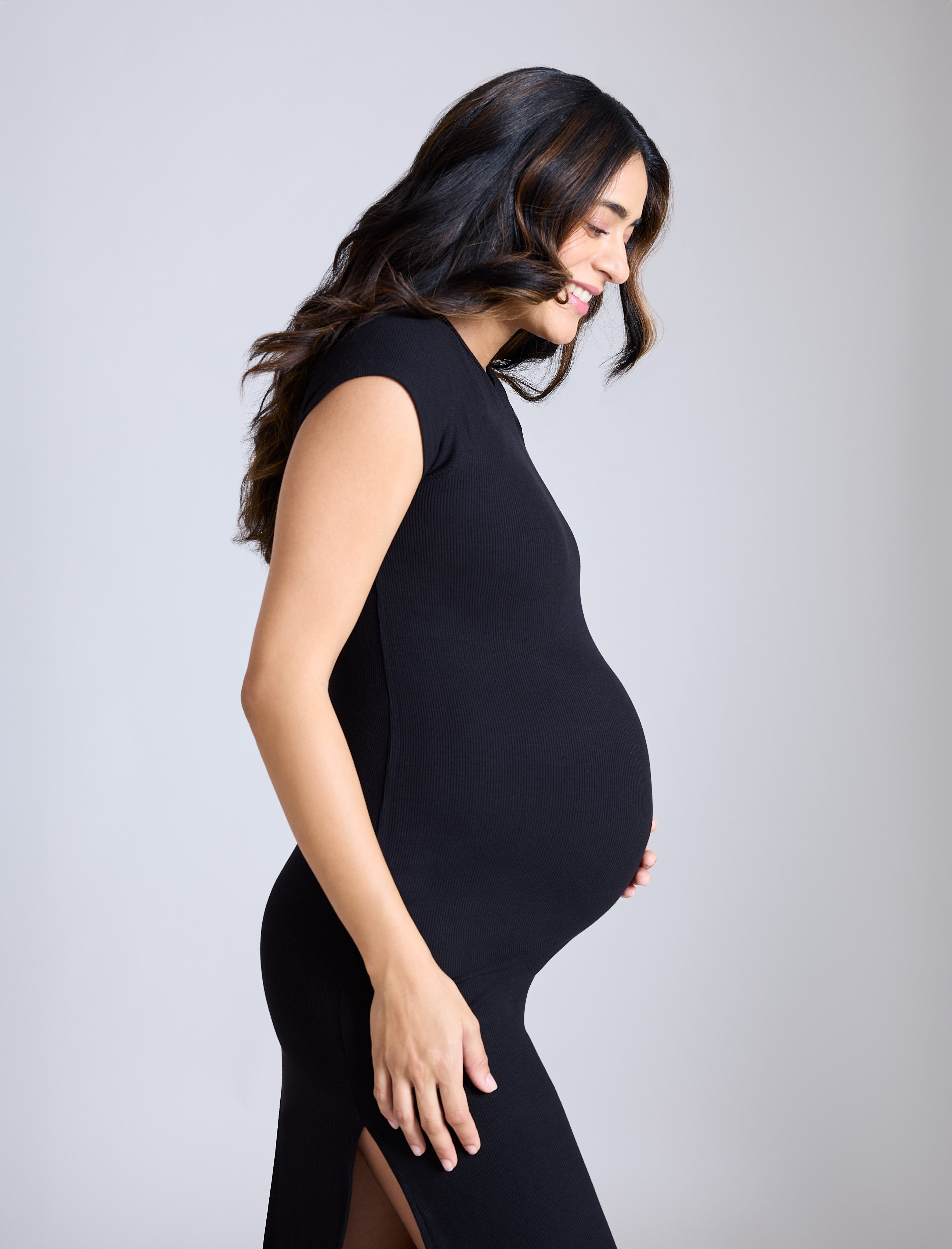 Ribbed Raglan Midi Dress