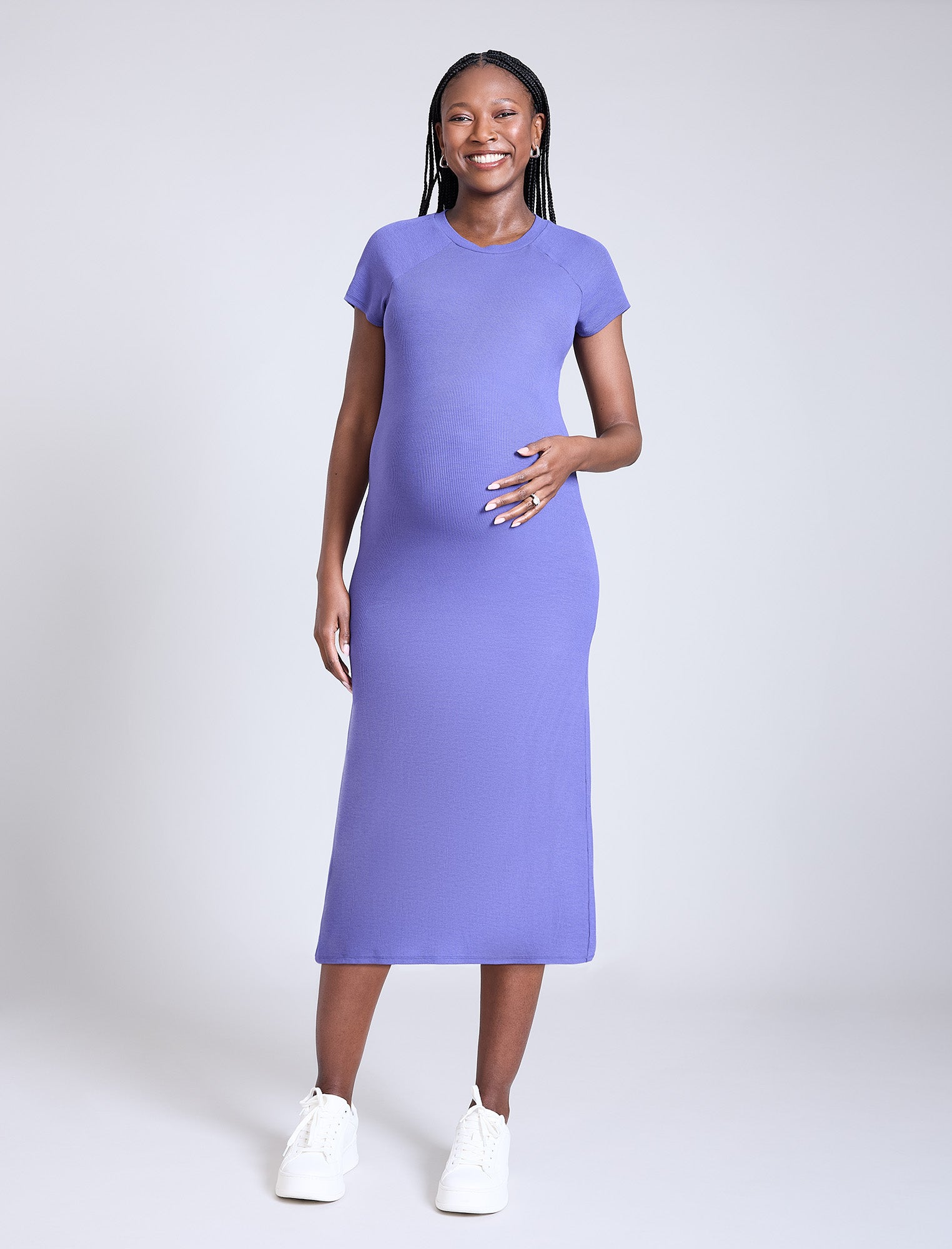 Ribbed Raglan Midi Dress
