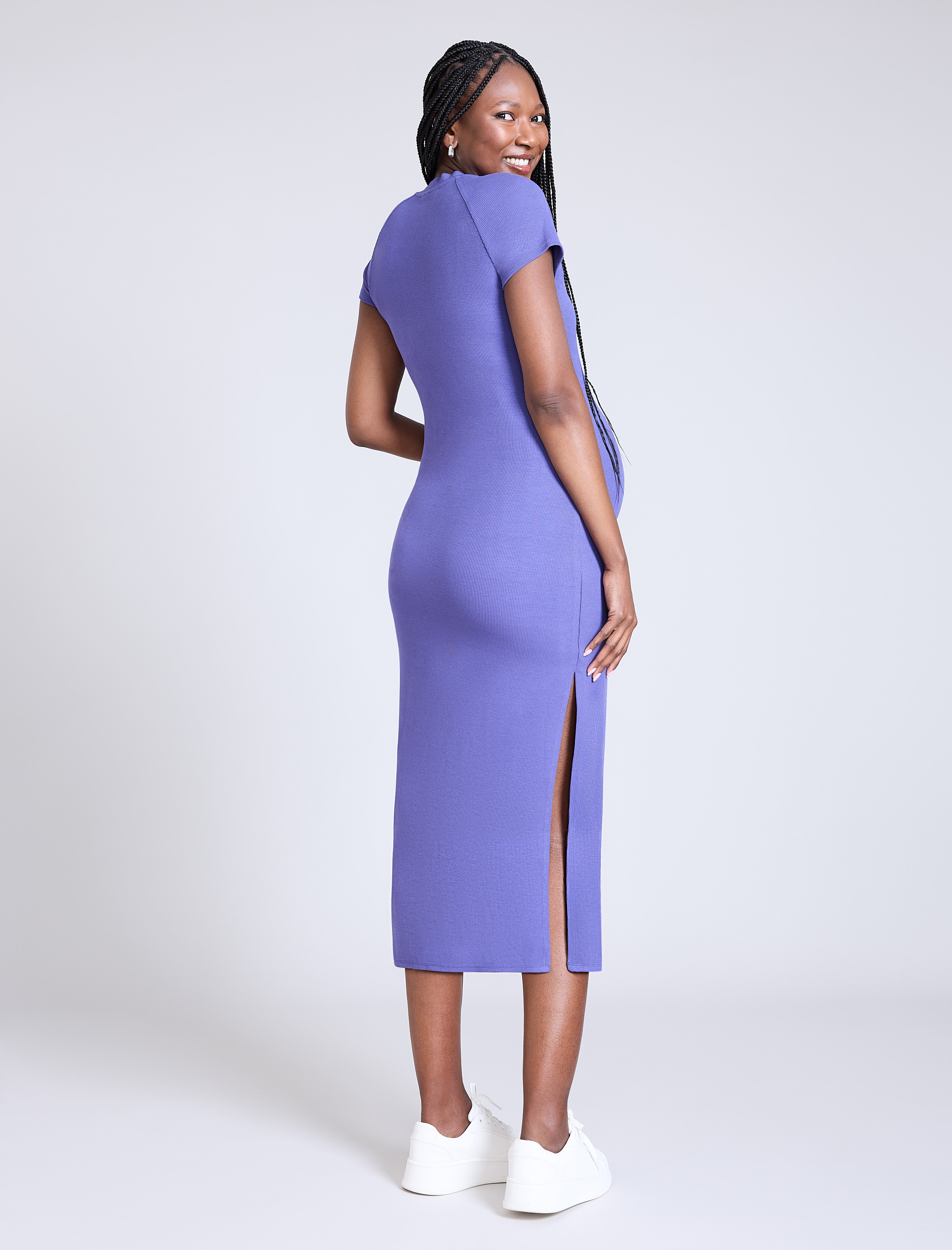 Ribbed Raglan Midi Dress