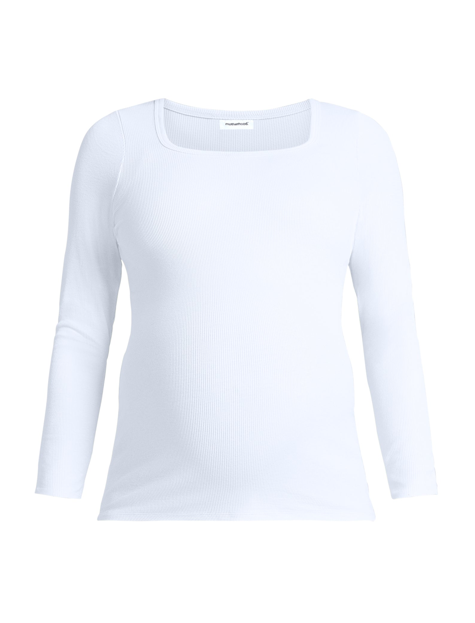 Long Sleeve Rib Knit Square Neck Tee