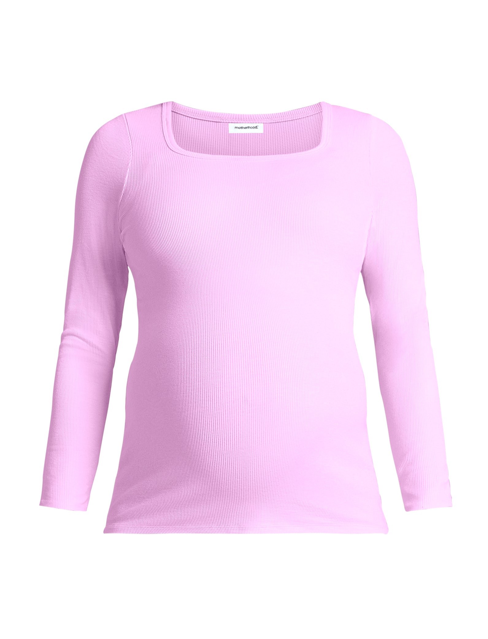 Long Sleeve Rib Knit Square Neck Tee