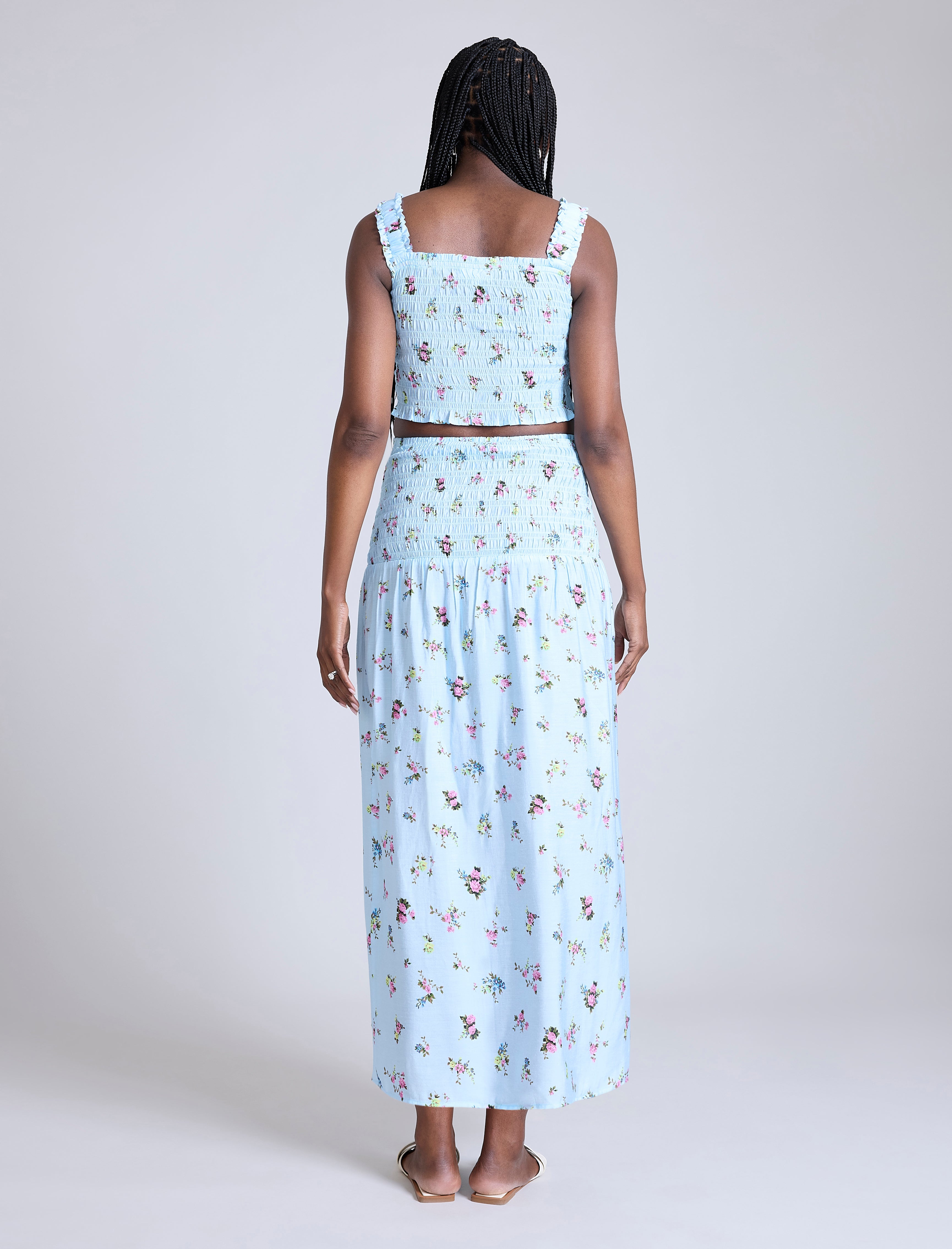 Smocked Crop Top Maxi Skirt Set