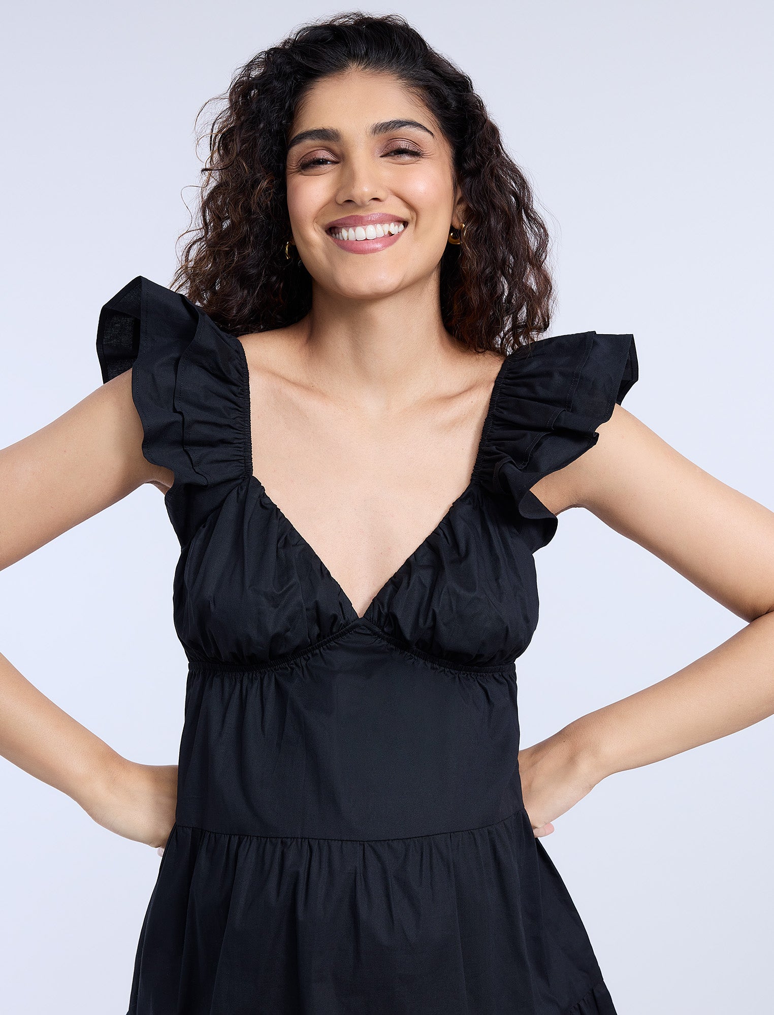 Short Sleeve Flutter Sleeve Dress