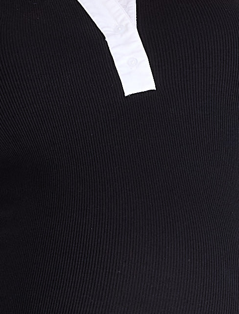Sleeveless Ribbed Collared Top