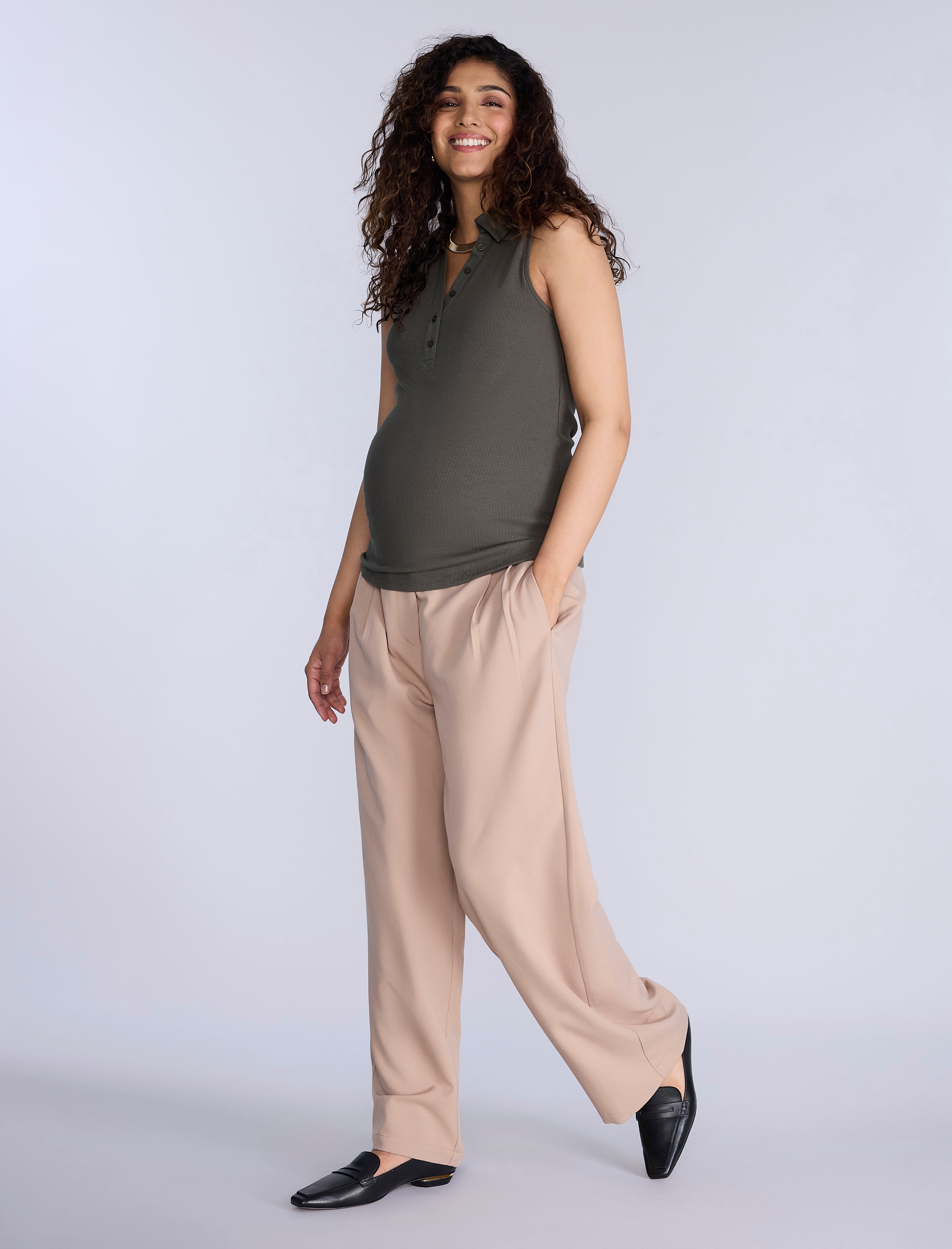 Sleeveless Ribbed Collared Top