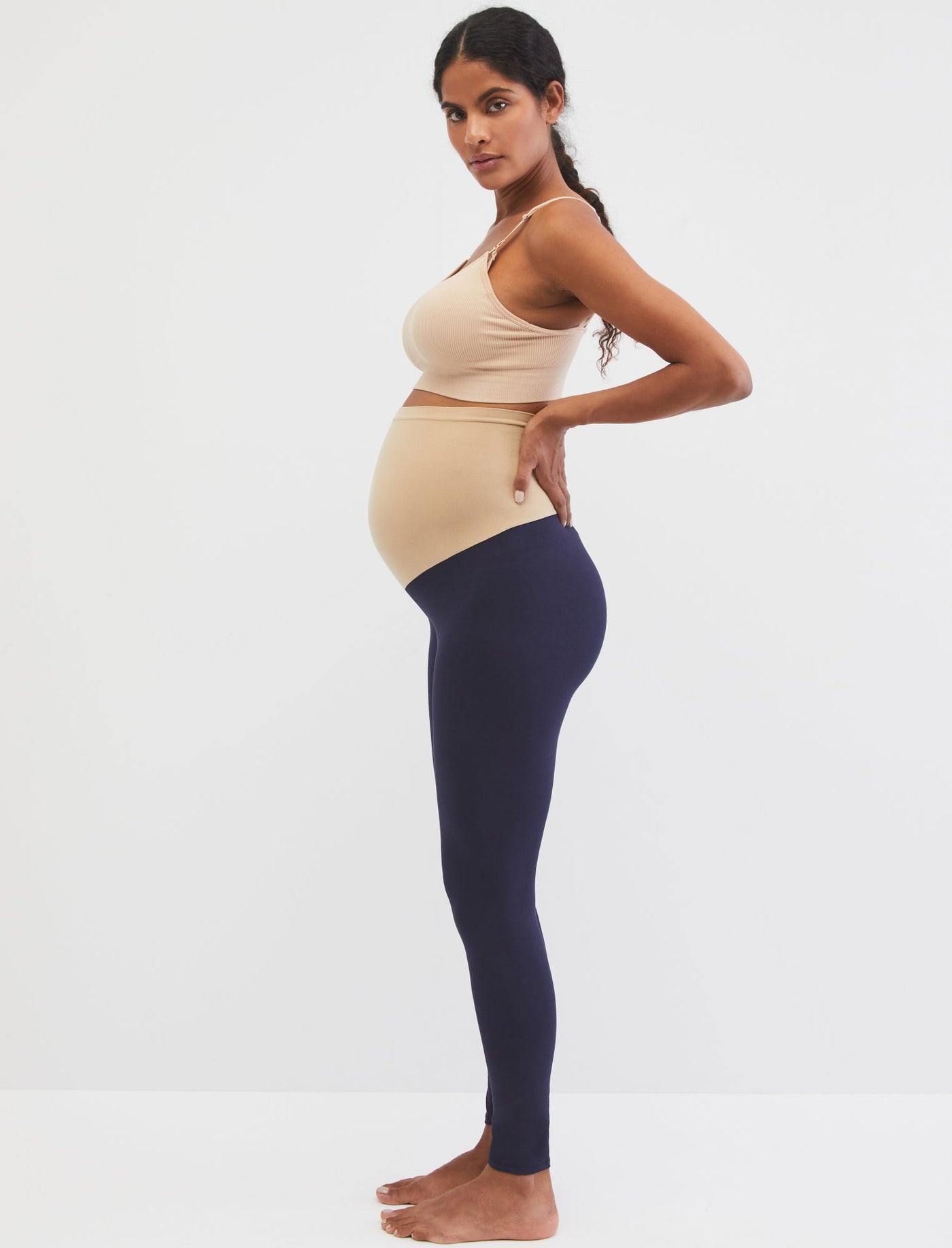 Babyhug Cotton Lycra Full Length Skinny Fit Solid Leggings with Stretch - Navy