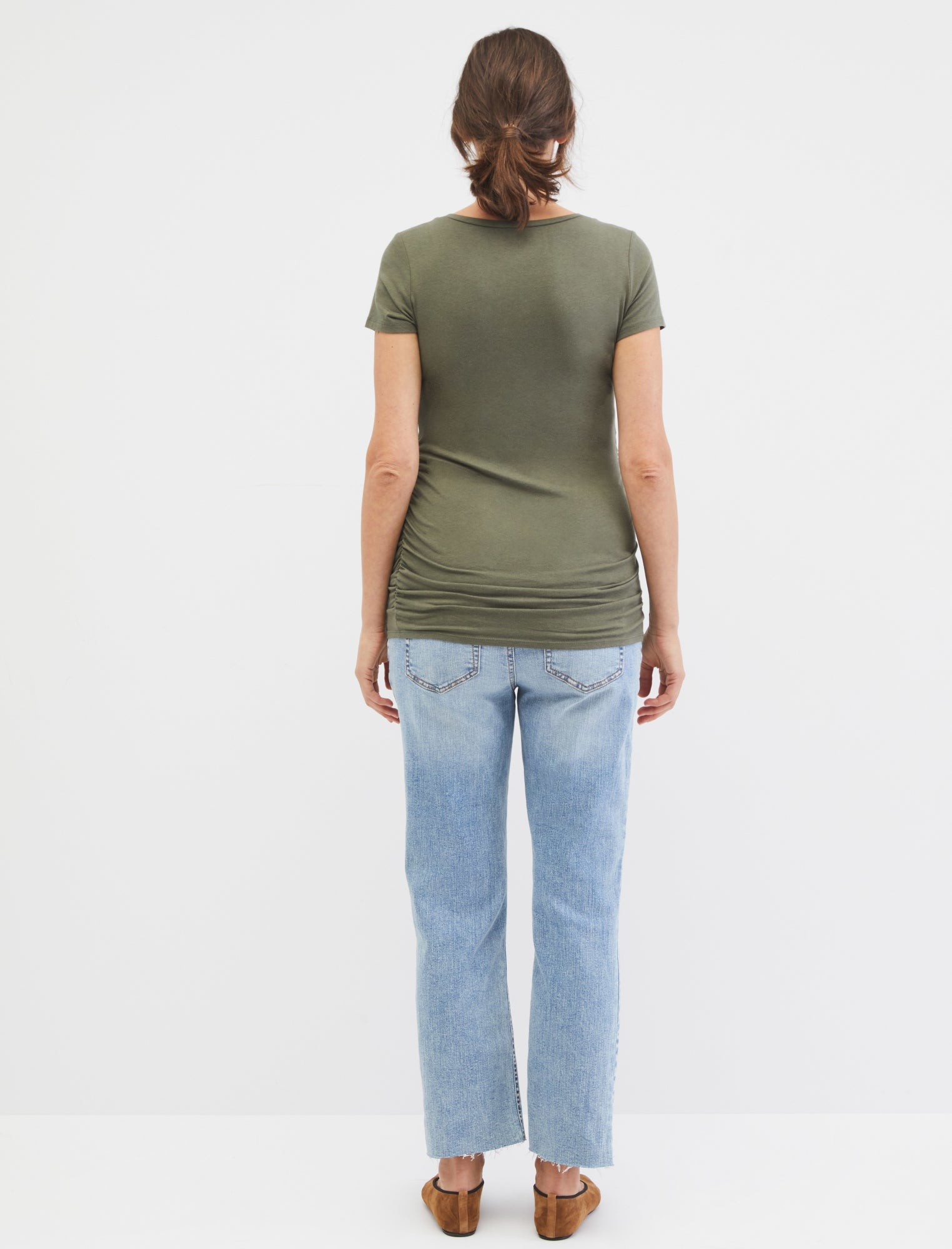 V Neck Side Ruched Maternity Tee