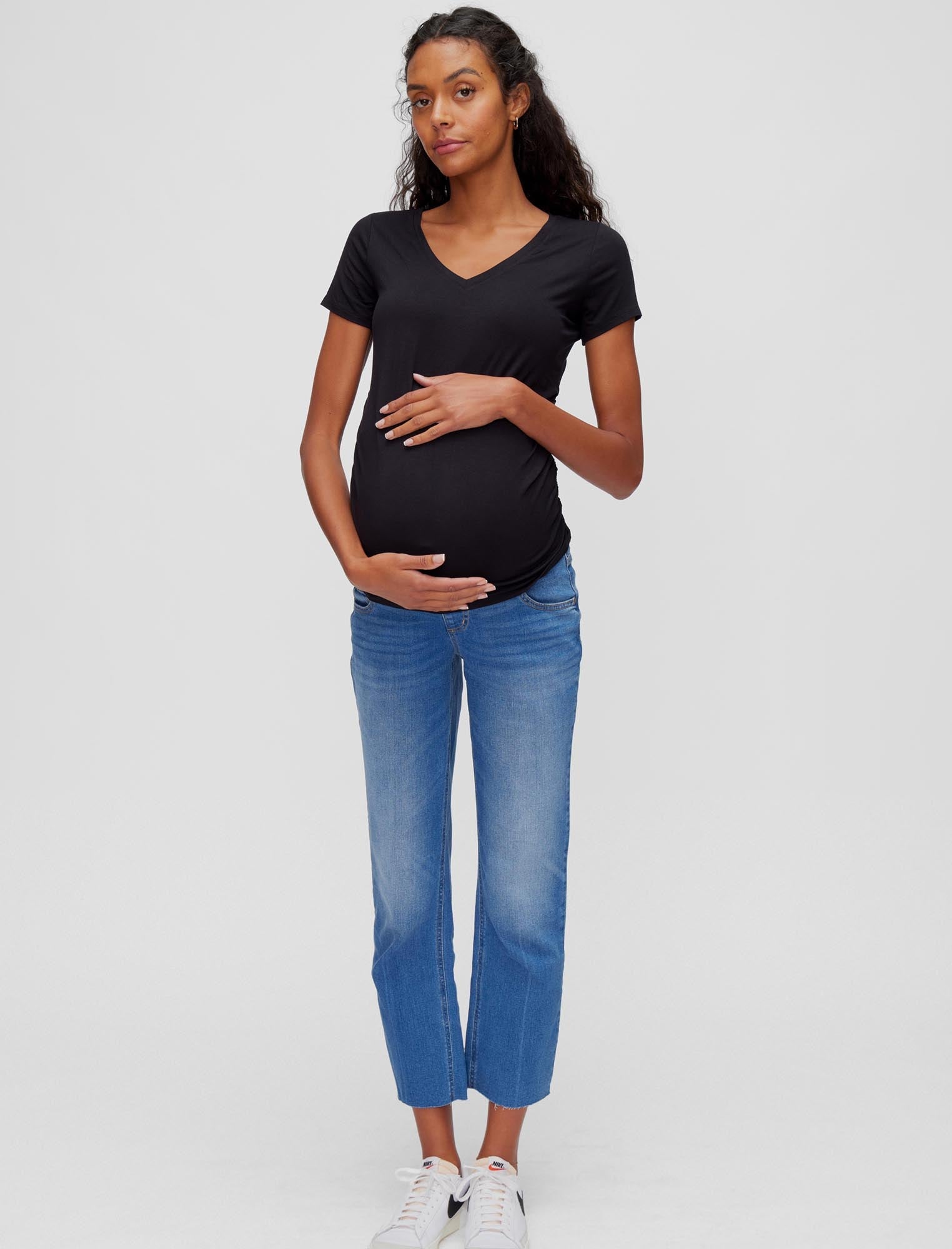 V-Neck Side Ruched Maternity Tee