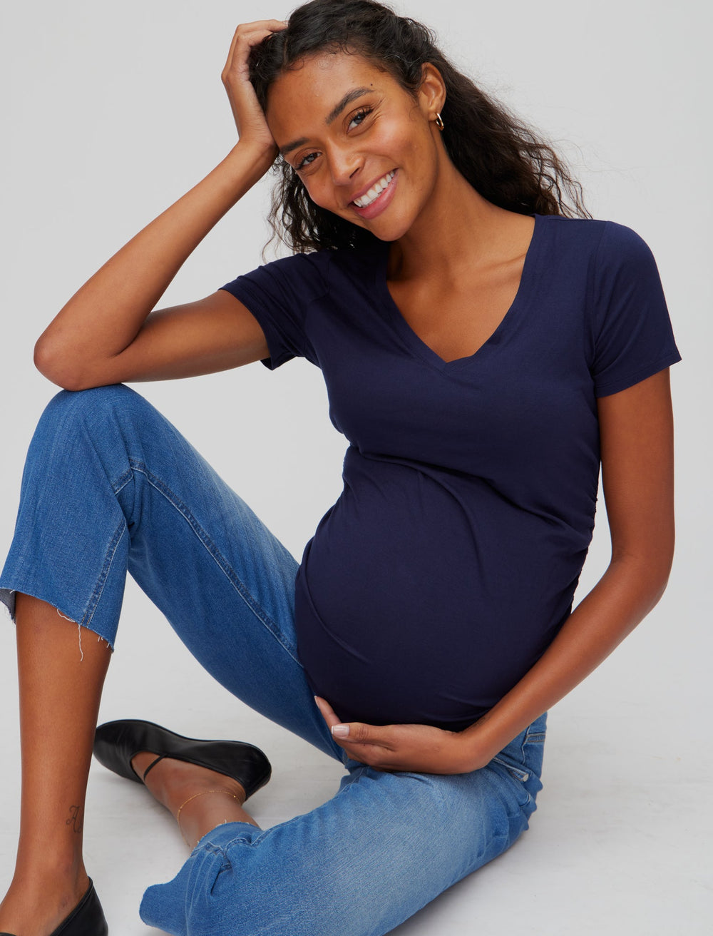 Indigo Blue Solid Black Jeans Size L (Maternity) - 52% off