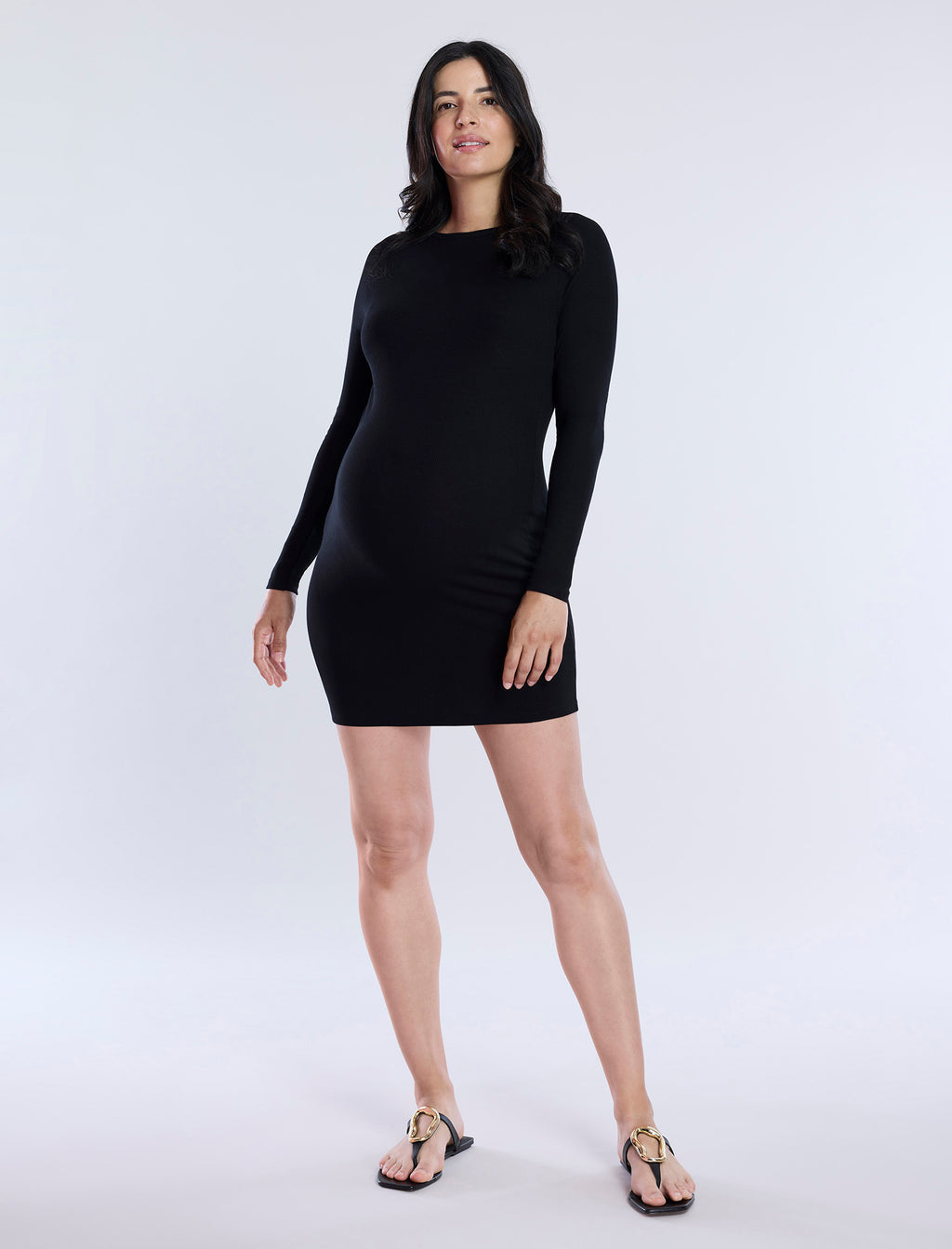 Long Sleeve Rib Knit Mini Dress Long Sleeve Rib Knit Mini Dress
