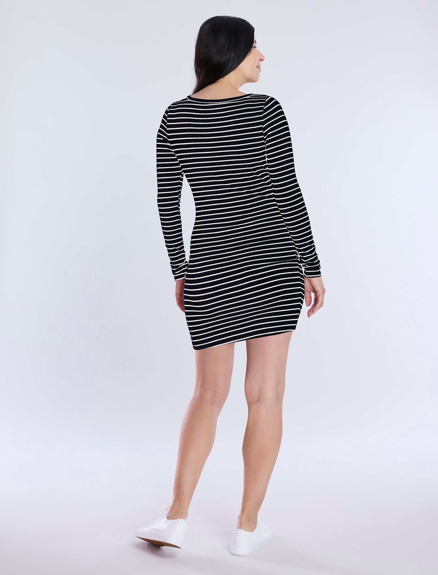 Long Sleeve Rib Knit Mini Dress