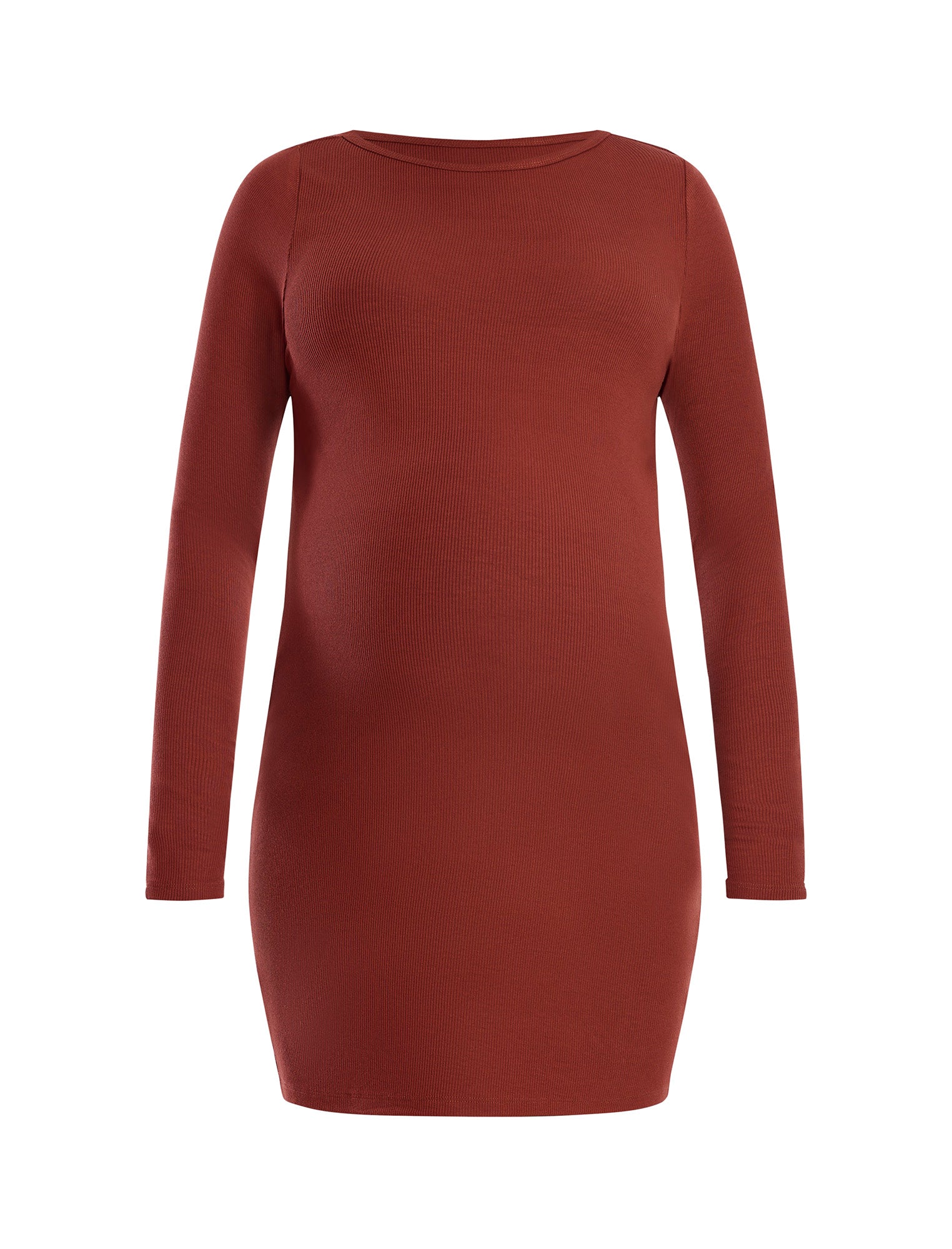 Long Sleeve Rib Knit Mini Dress