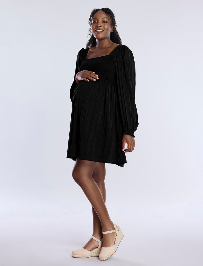 Annie Wear Smocked Front Long Sleeve Babydoll Blouse