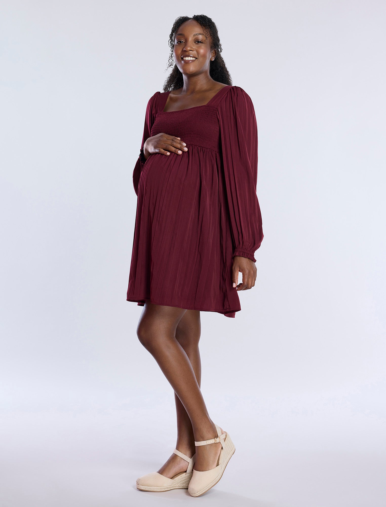 Long Sleeve Smocked Babydoll Dress