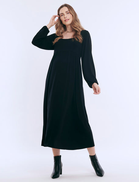 black long sleeve dress kohls Long Sleeve Empire Waist Maxi Dress