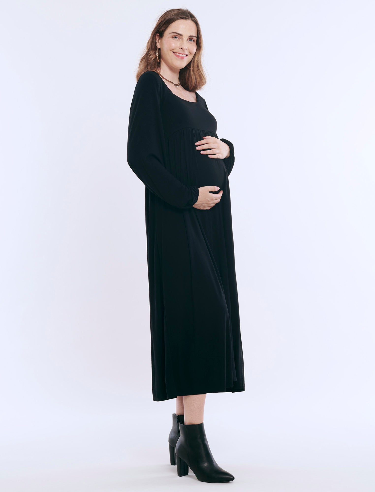 Long Sleeve Empire Waist Maxi Dress