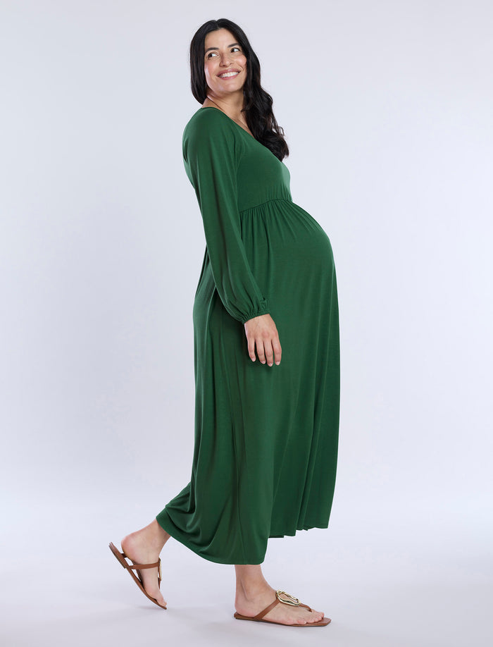 Empire Waist Tie-Front Sleeveless Maternity Maxi Dress