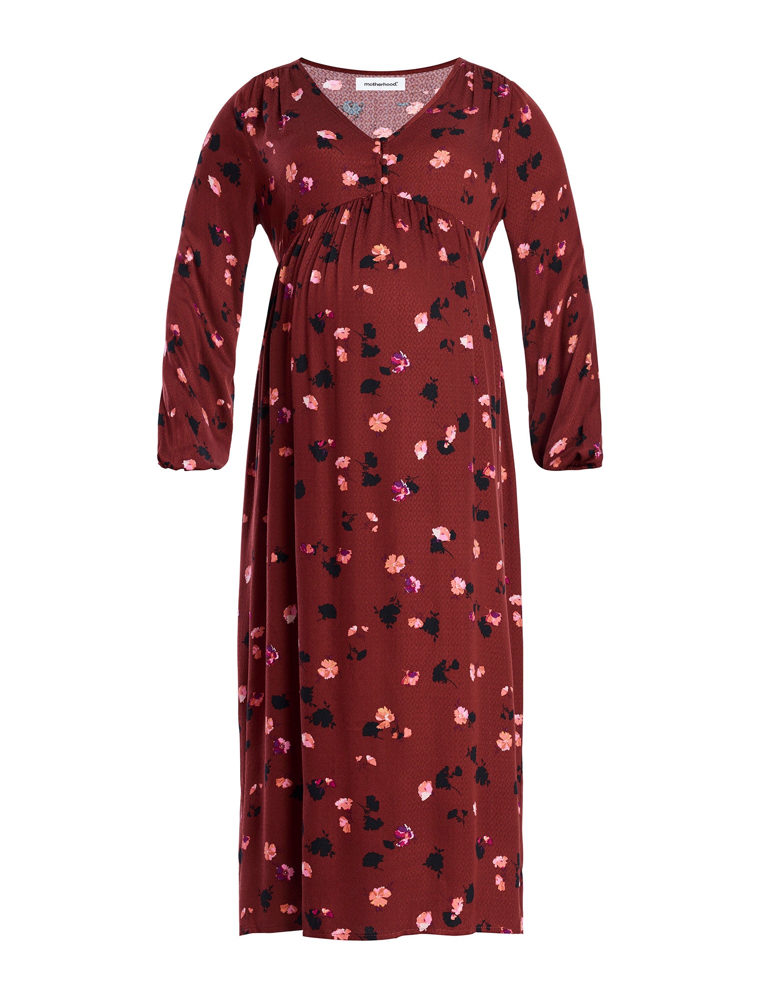 Long Sleeve Button Front Midi Dress