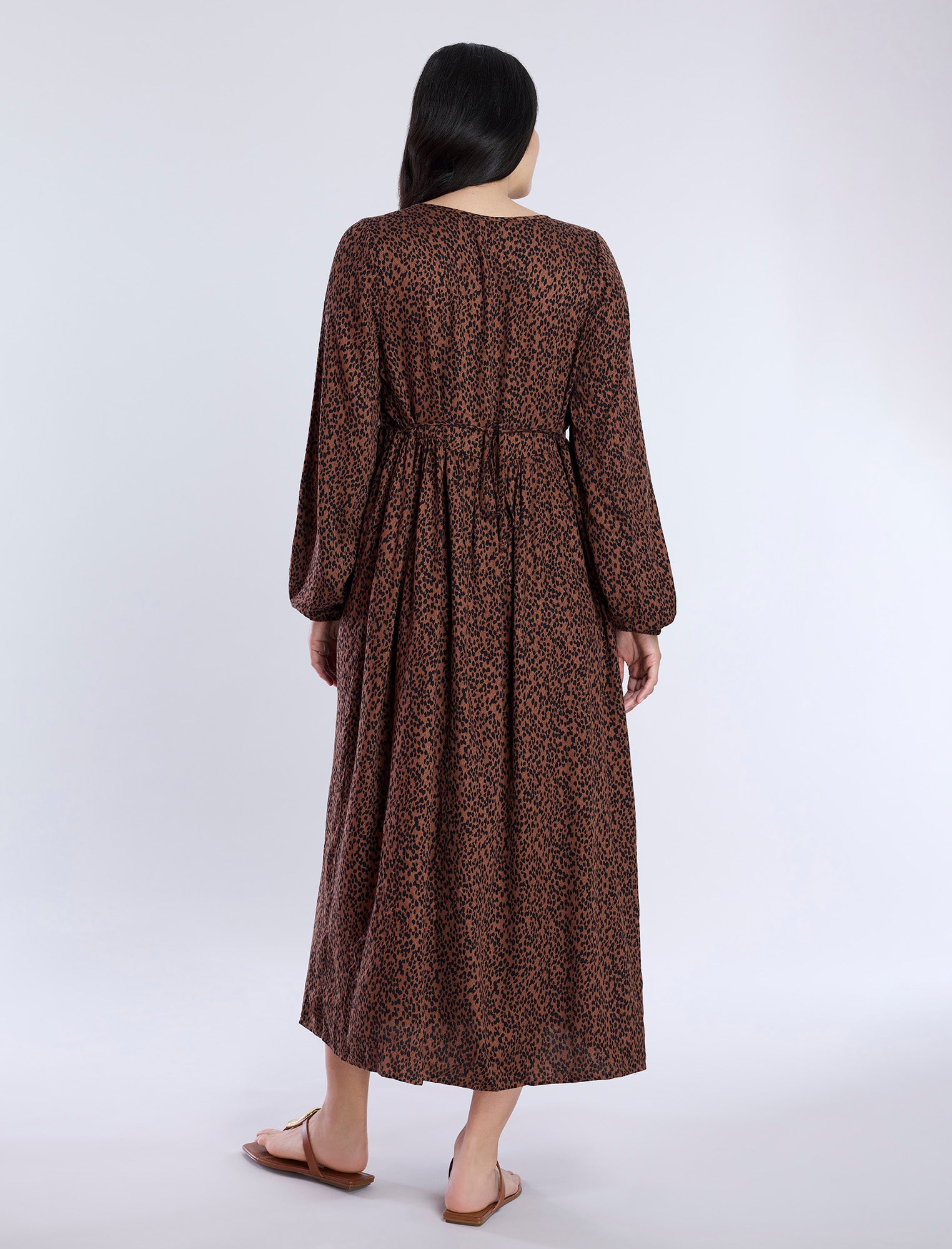 Long Sleeve Button Front Midi Dress