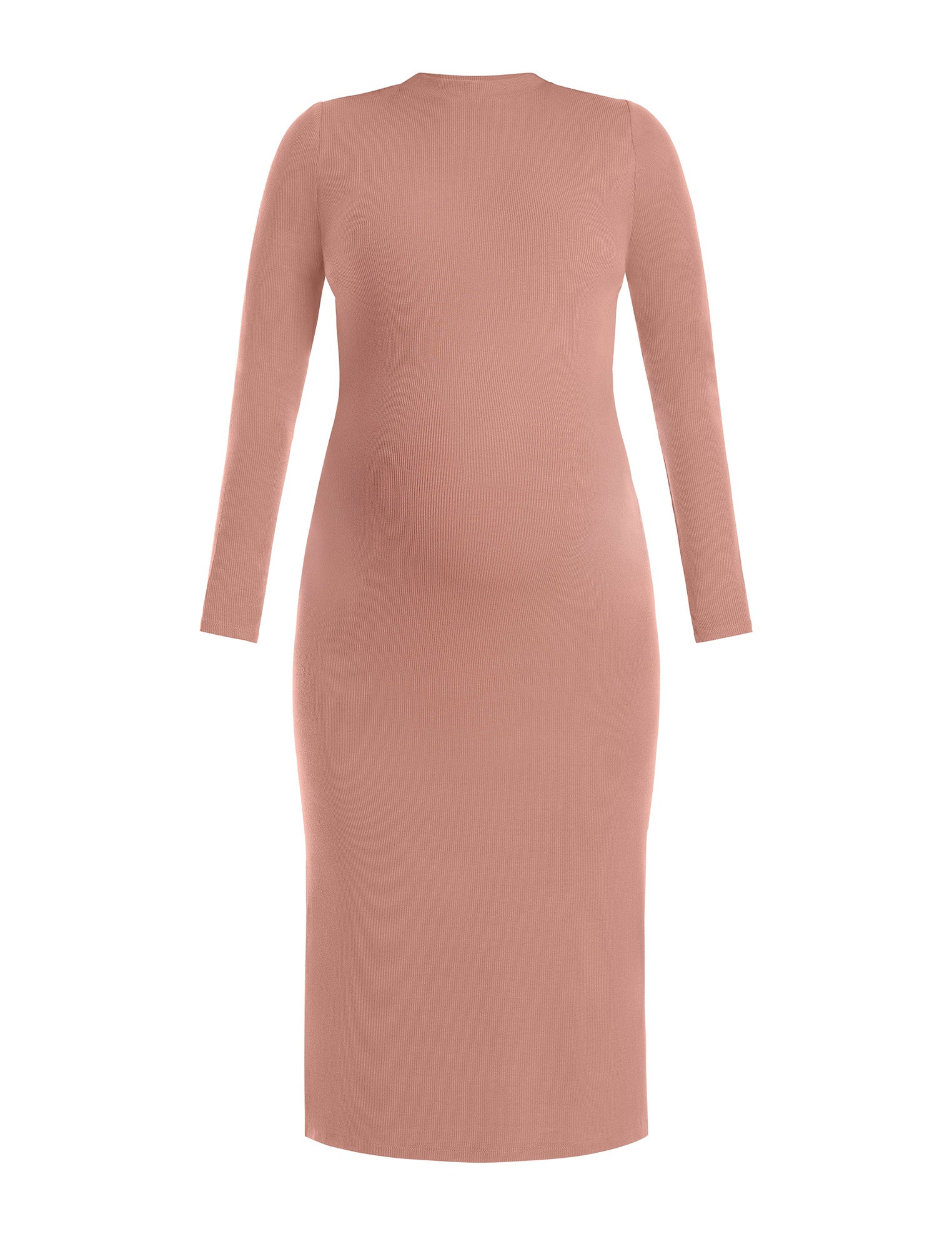 Long Sleeve Rib Knit Column Dress