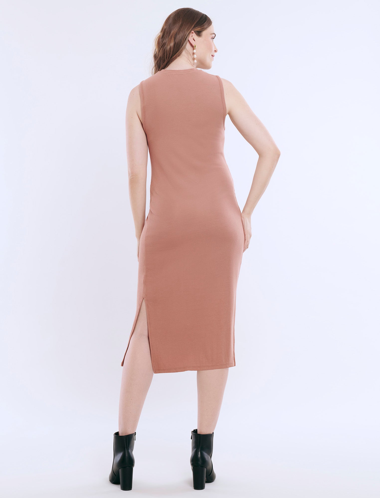 Sleeveless Rib Knit Midi Dress