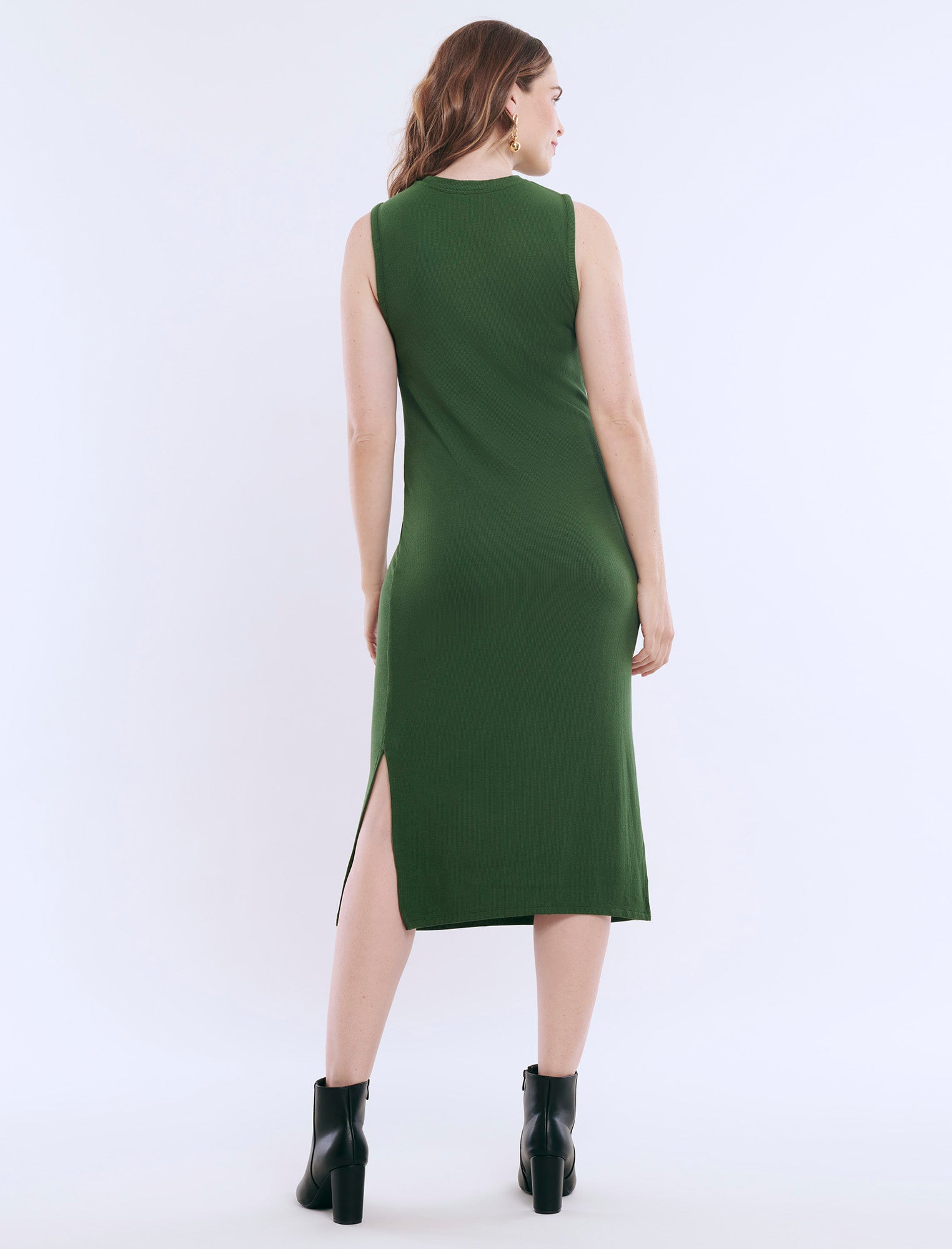 Sleeveless Rib Knit Midi Dress