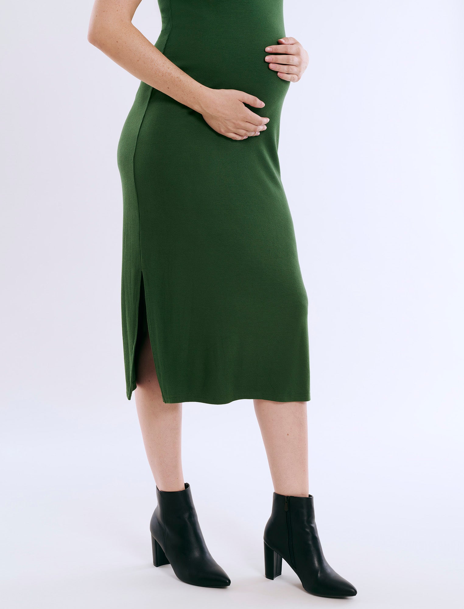 Sleeveless Rib Knit Midi Dress