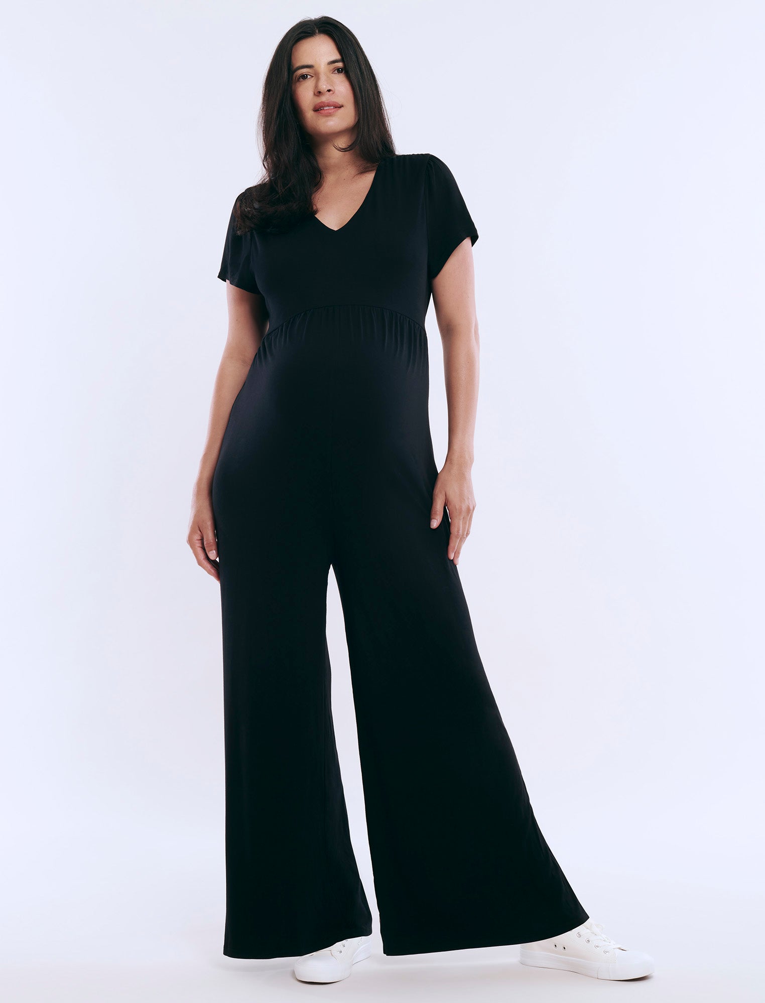 Short Sleeve V-Neck Jumpsuit