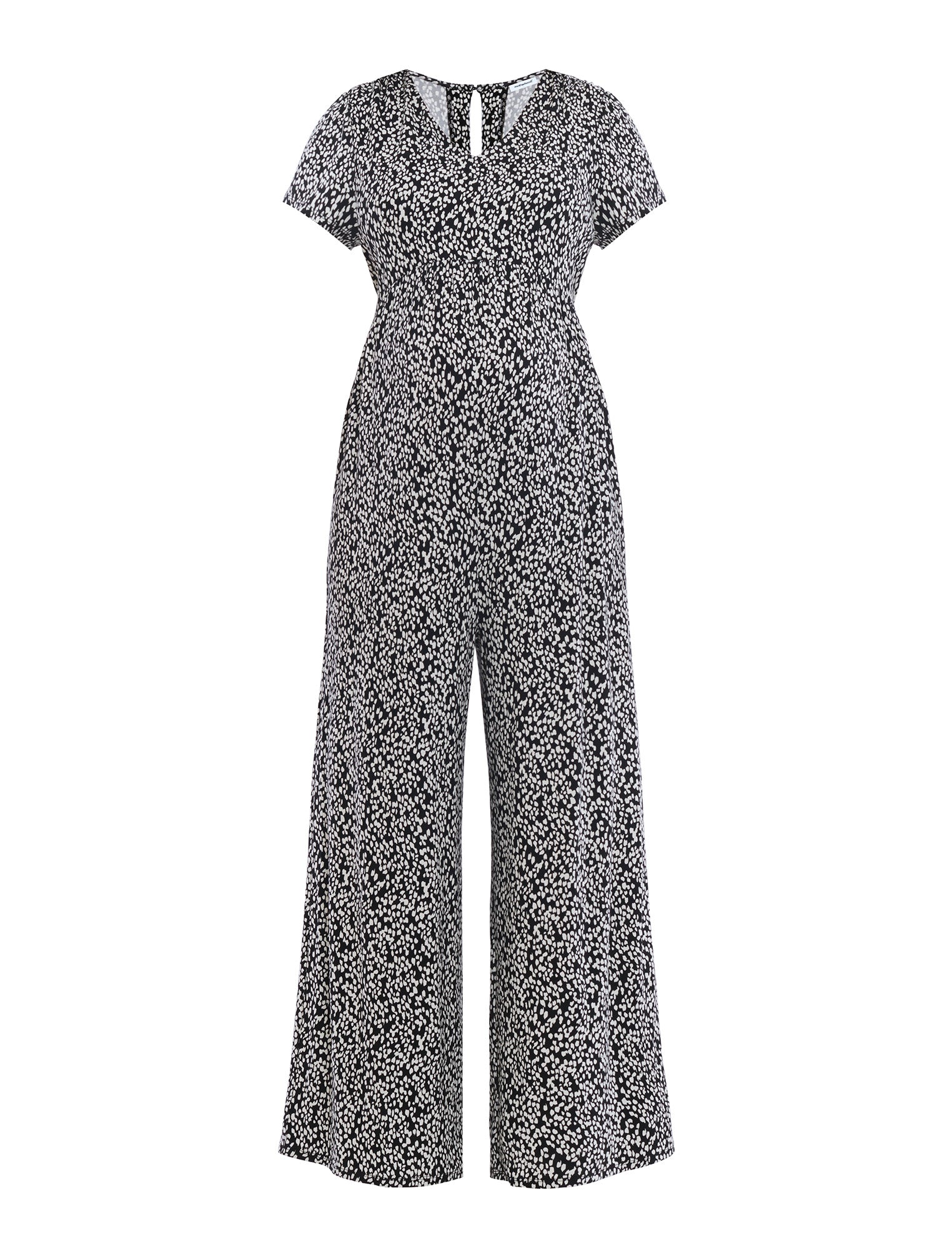 Short Sleeve V-Neck Jumpsuit